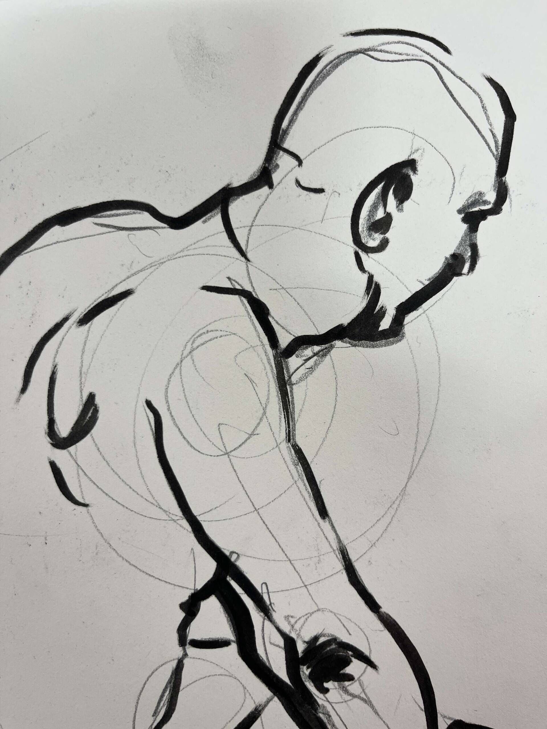 Aufgestützter Männerakt - Leon Tho Barwig 3