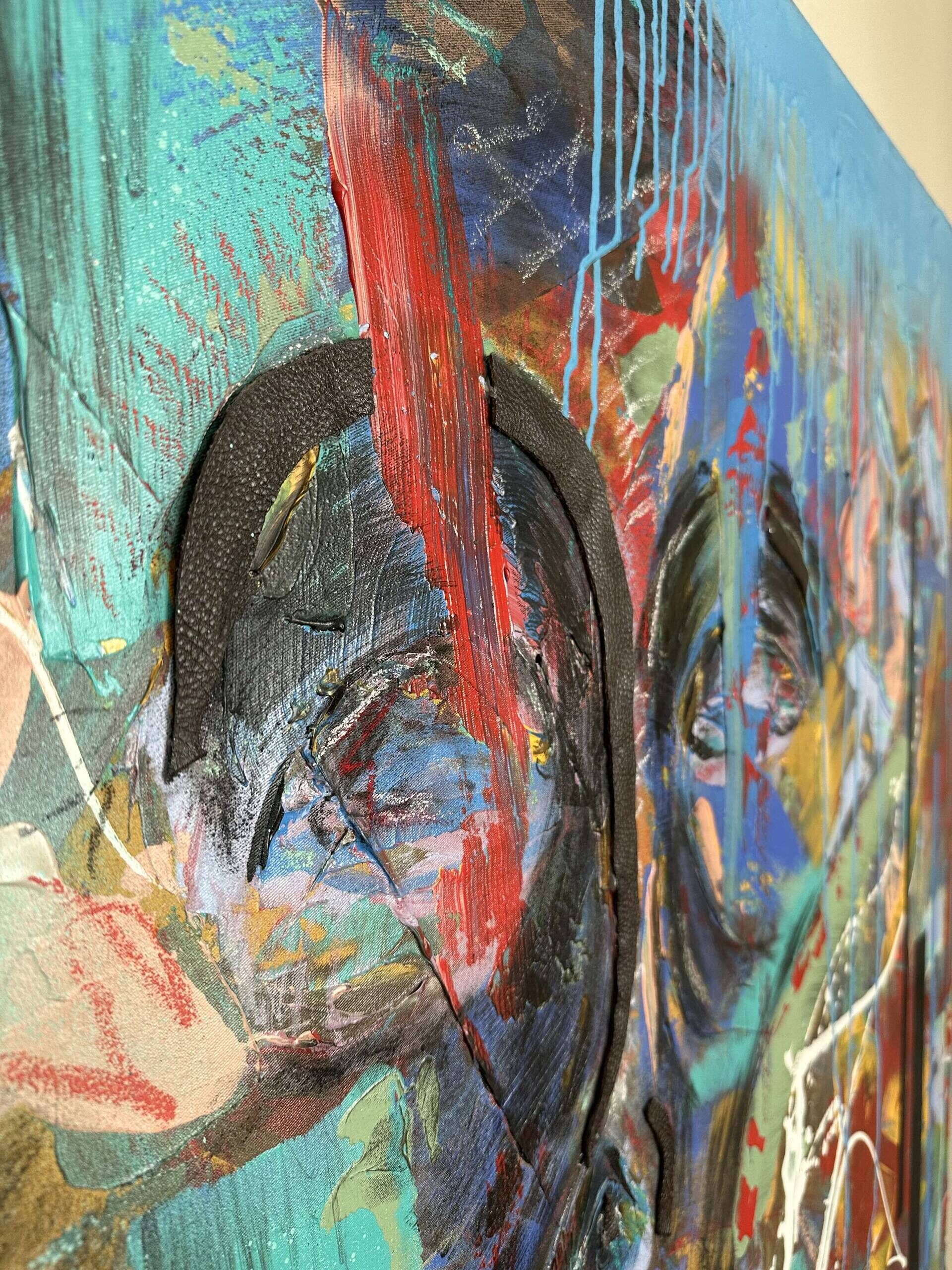 abstract portrait with black/ Blue stripes - Martin Collmann 3