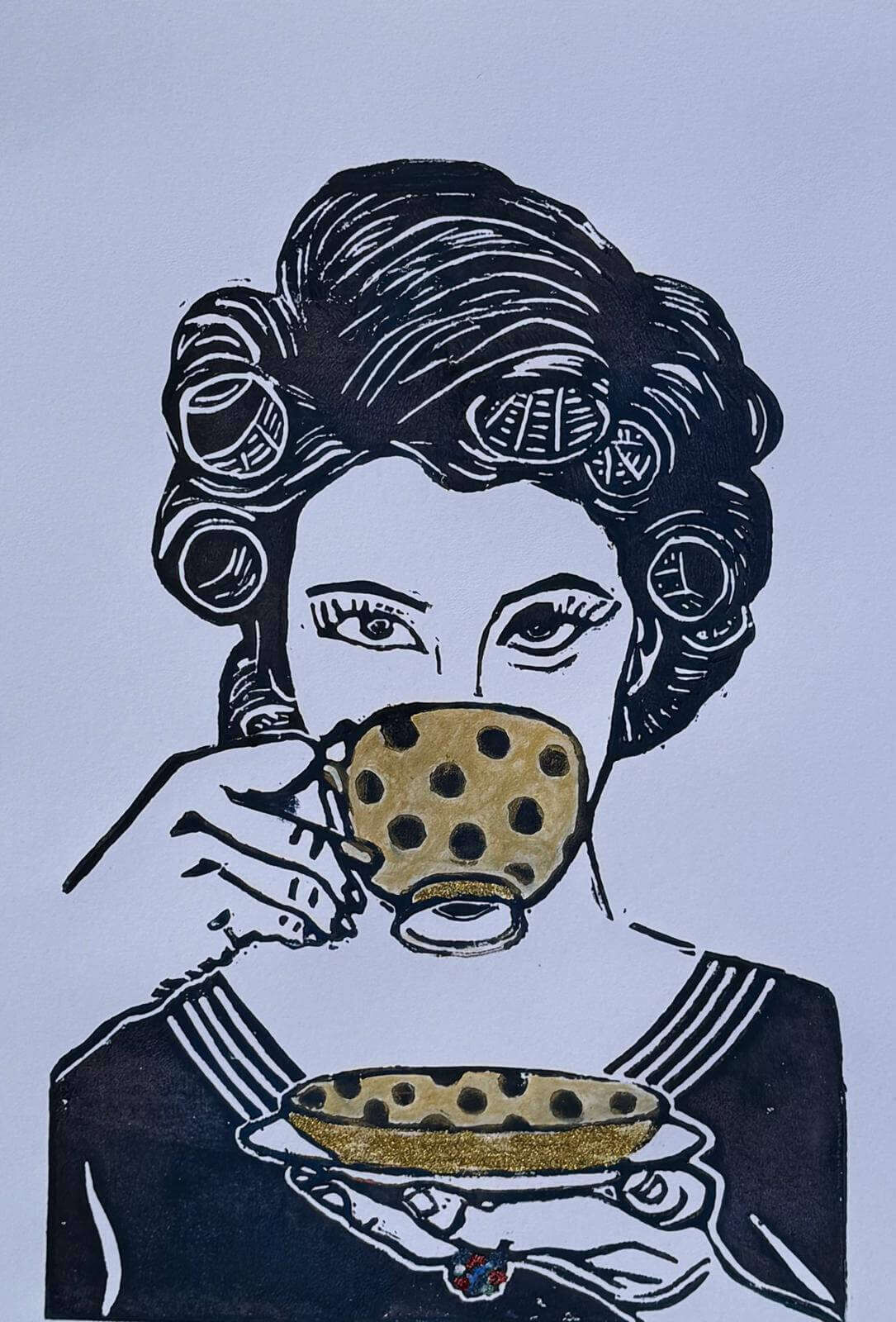 COFFETIME 03 Linolschnitt - Sybille Stein 1