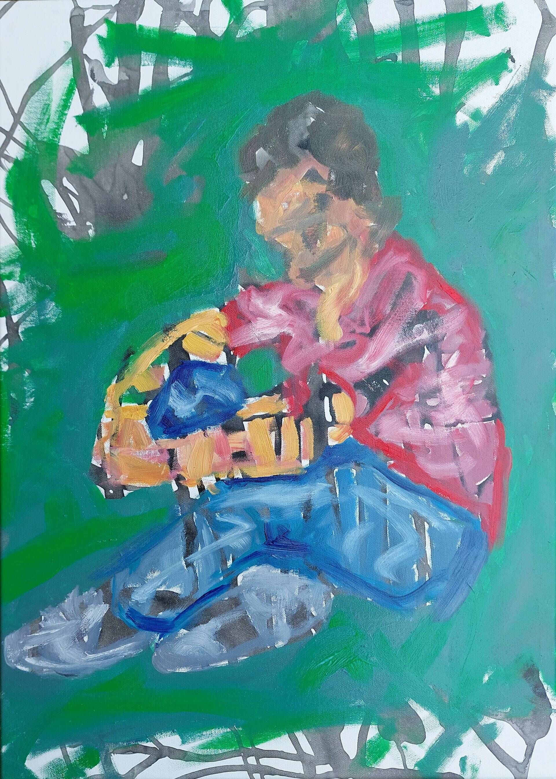 Im Gras sitzend  - Alexander Straub 1