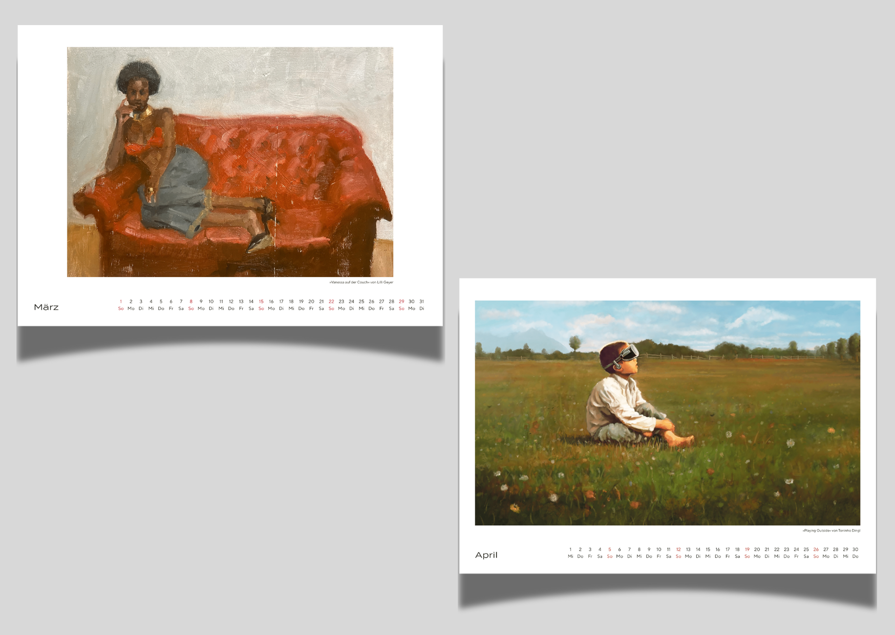 Kunstkalender 2026 A3 / A4 Querformat 