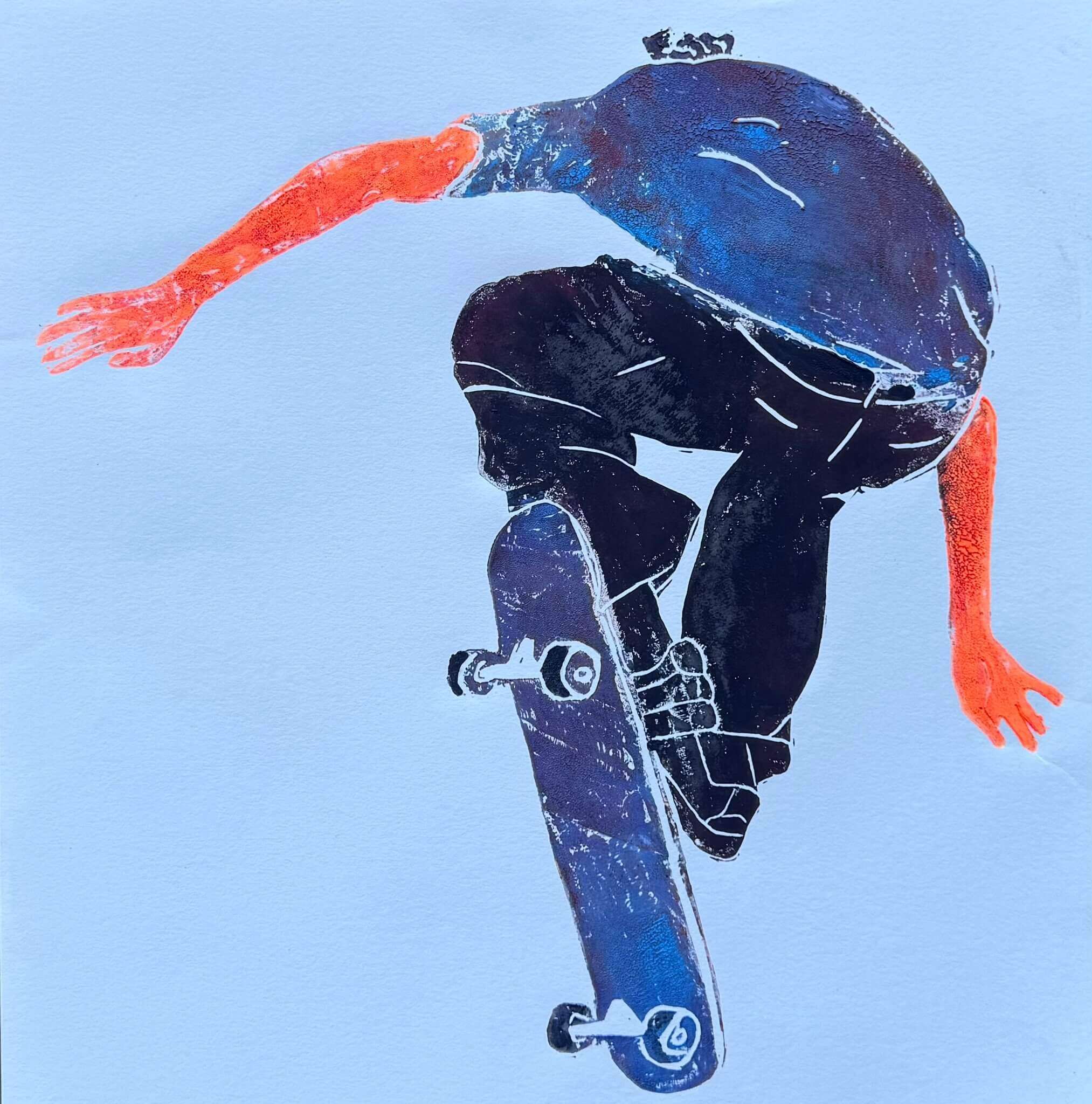 SKATEBORDER No. 01-01 Linolschnitt - Sybille Stein 1