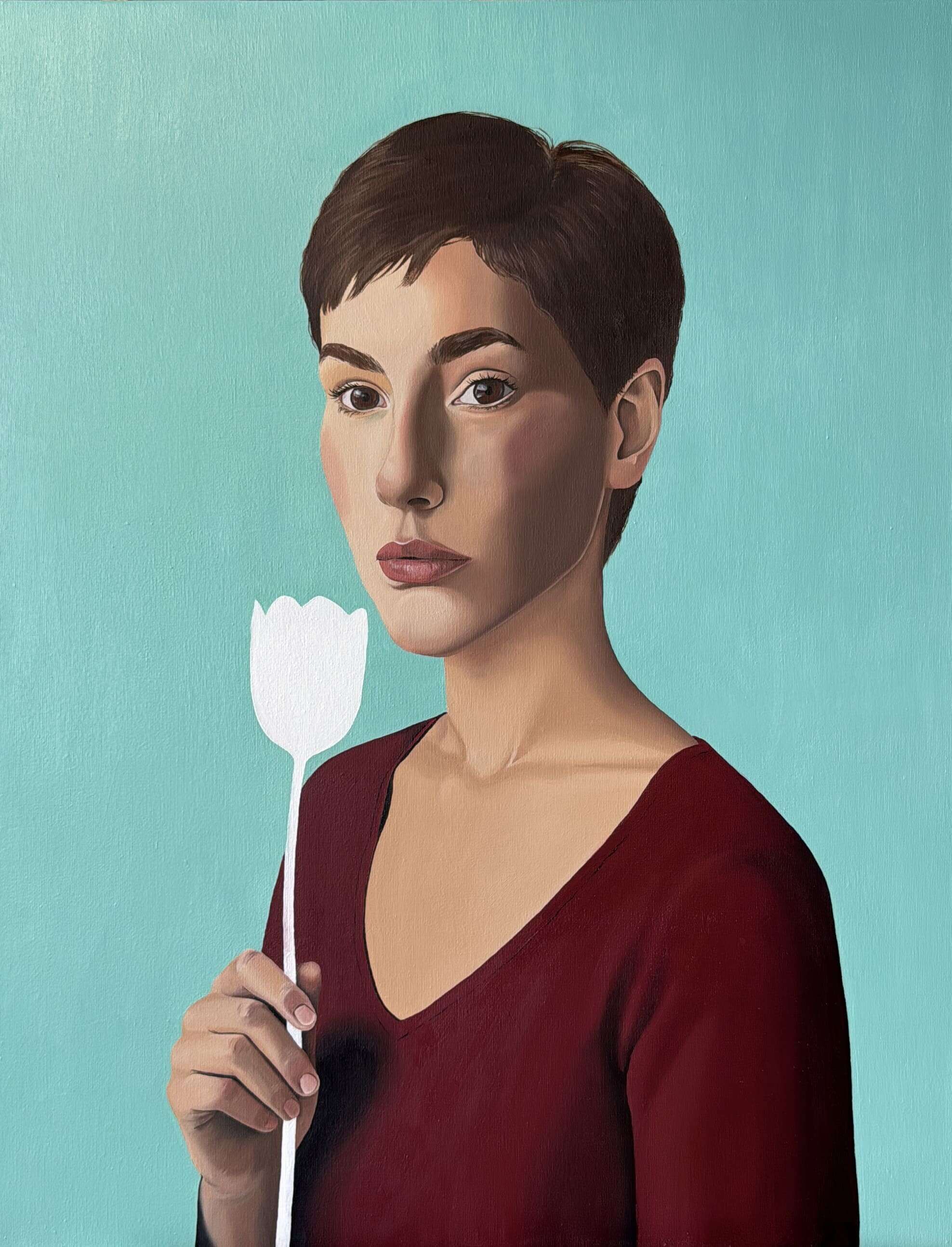 Porträt Clarah mit Tulpe - Julia Oleinicenko 1