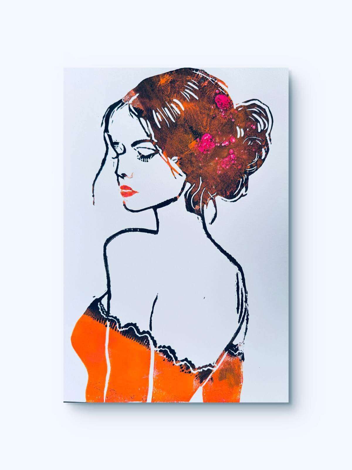 A BEAUTIFUL LADY No. 02 Linolschnitt - Sybille Stein 2