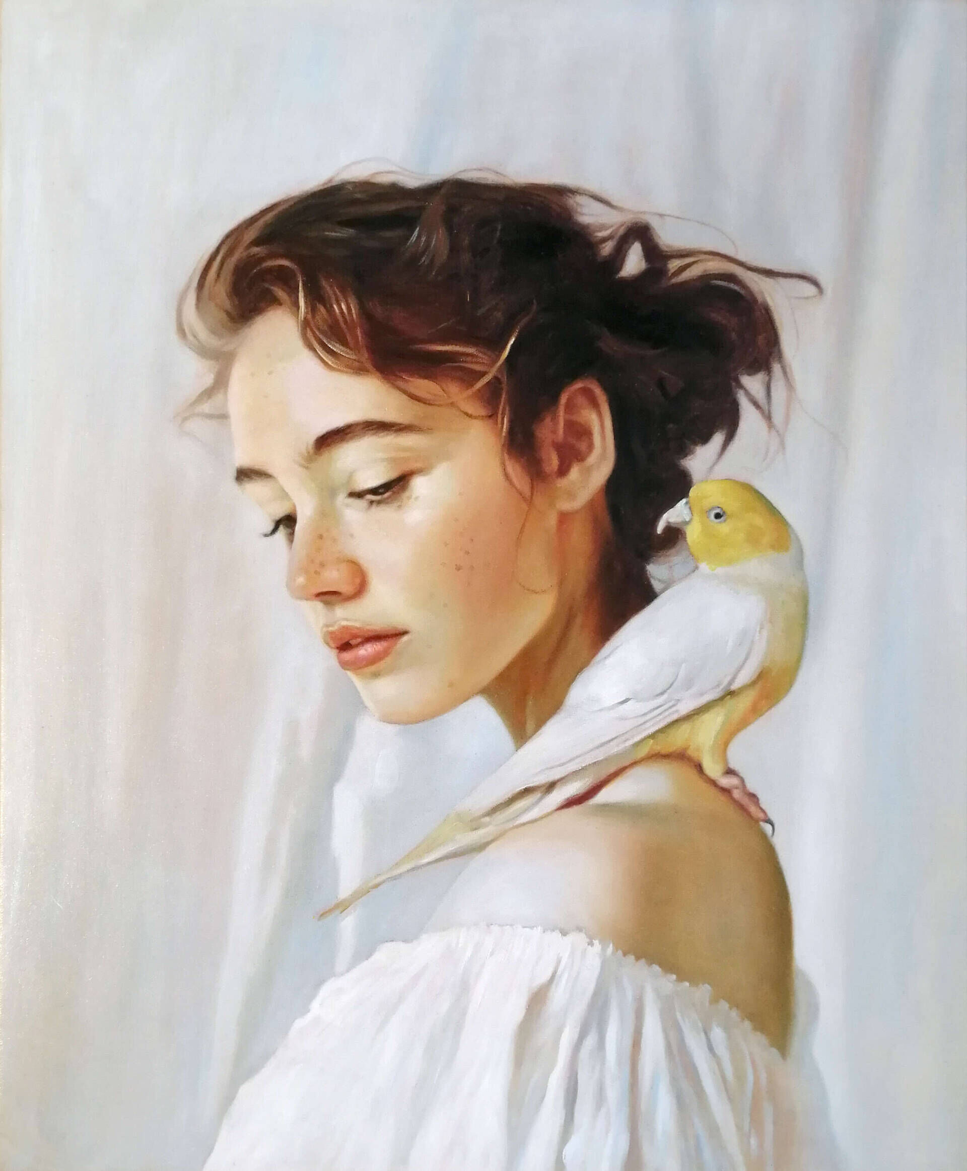 Frau mit Vogel - Christian Herzig 1