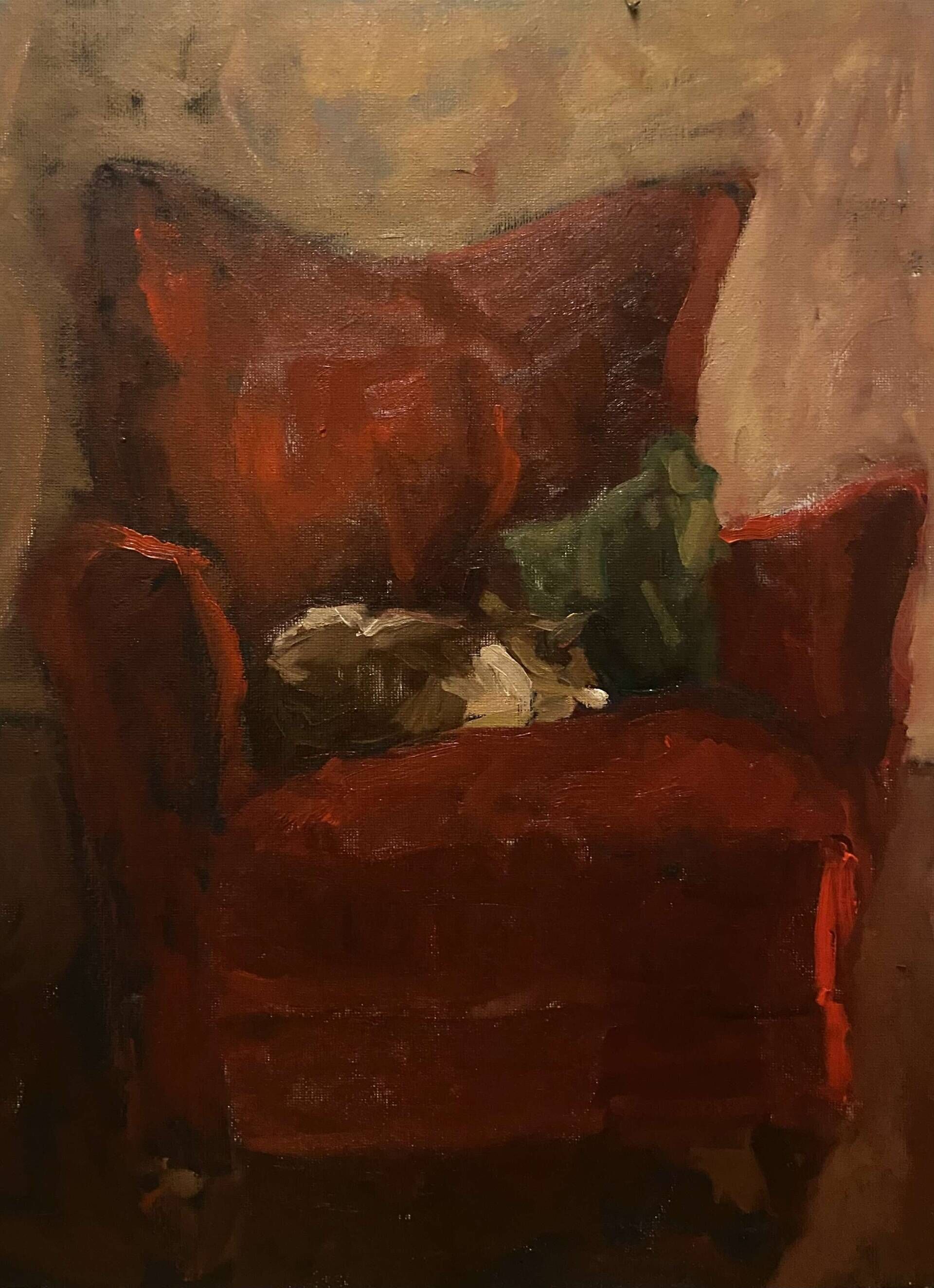 Katze auf rotem Sessel  - Lilli Geyer 1