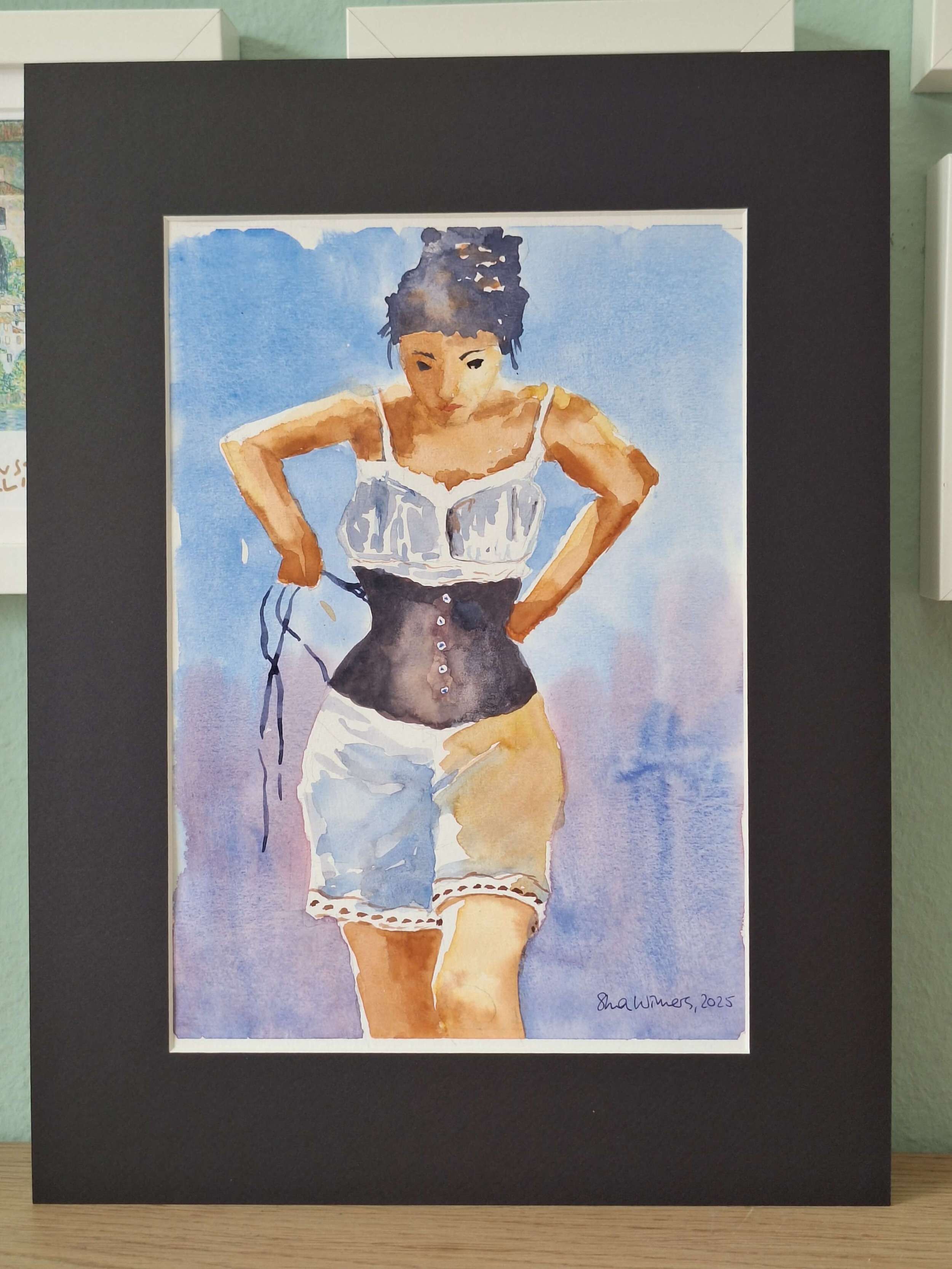 Frau in Mieder (Aquarell) - Sara Wimmers 6