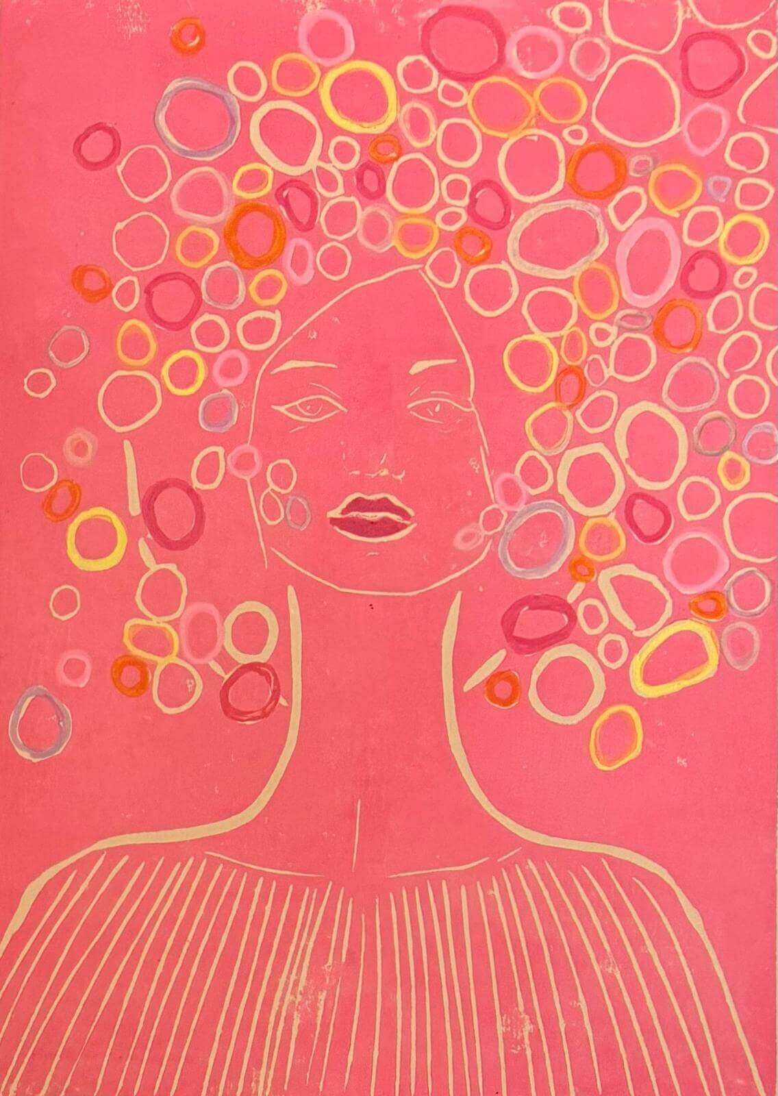 LILITH Pink Linolschnitt - Sybille Stein LILITH Pink Linolschnitt - Sybille Stein 1