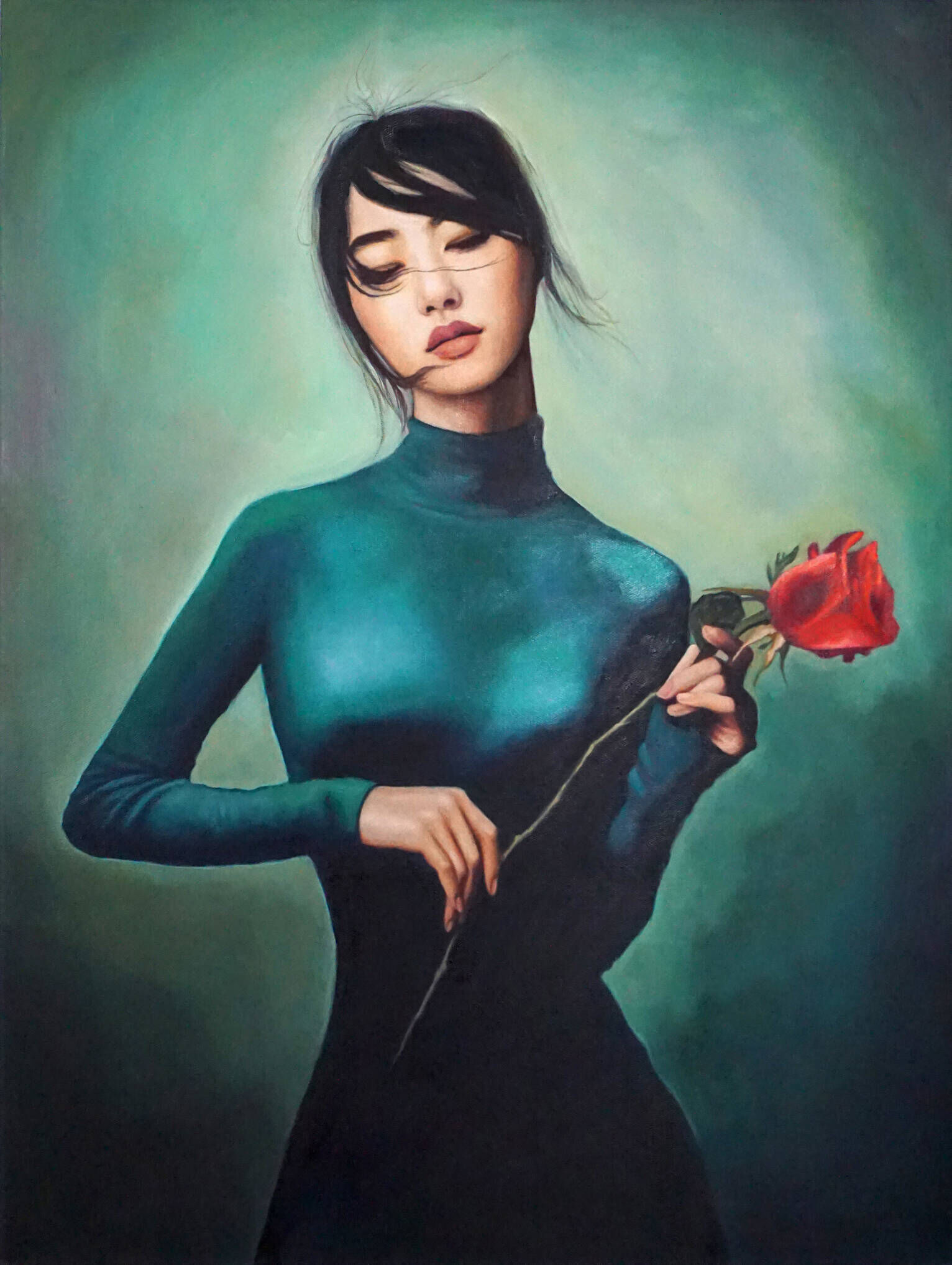 Frau mit Blume - Christian Herzig 1