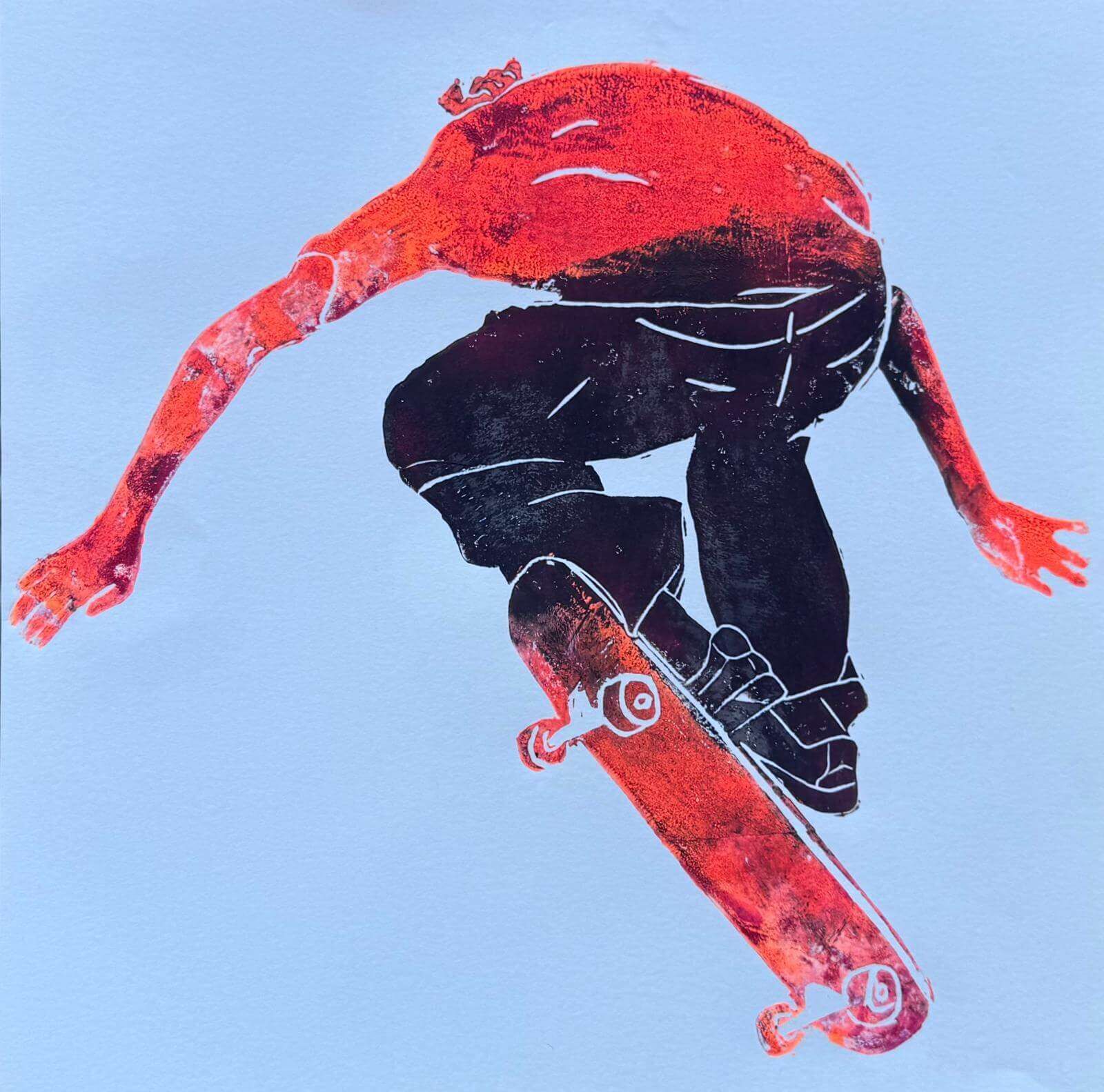 SKATEBORDER No. 01-02 Linolschnitt - Sybille Stein 1