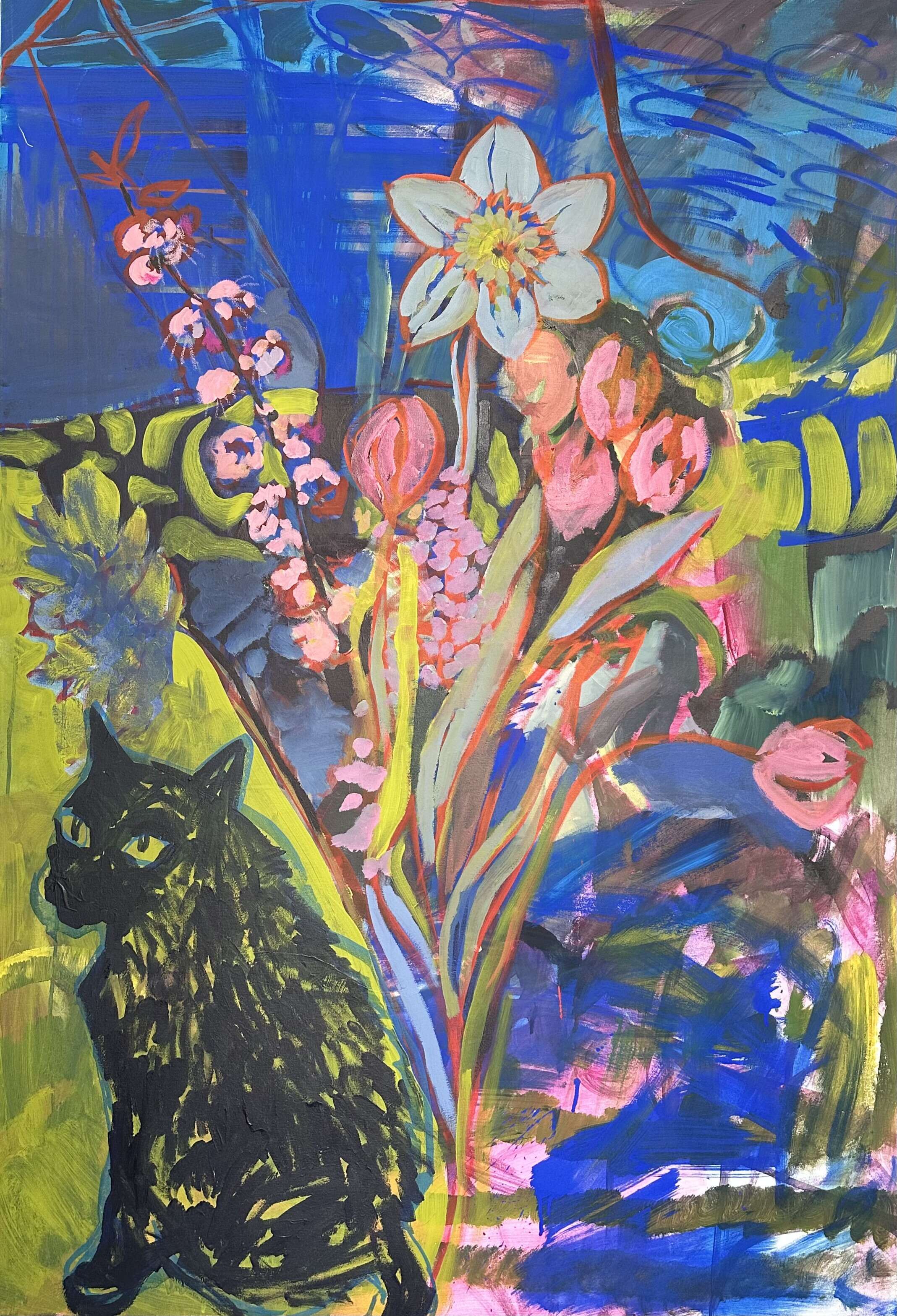 Katze an Blumen - Melek Özer 1