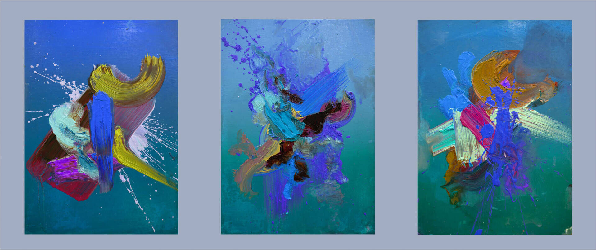 Testbenzin Triptychon blau - Christopher Schröder 1