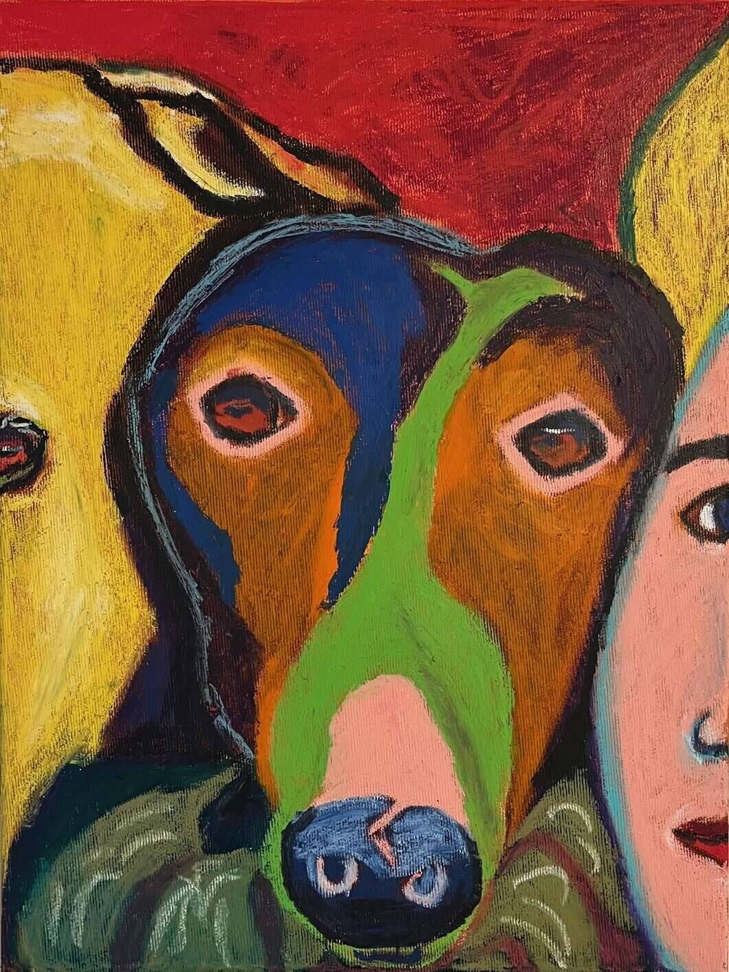 Zwei Hunde und das Mädchen II - Anna Hopfensberger 1