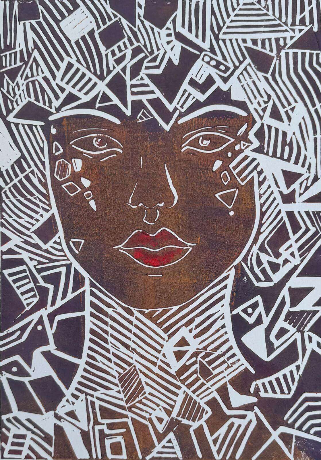 SARAH III Linolschnitt - Sybille Stein 1