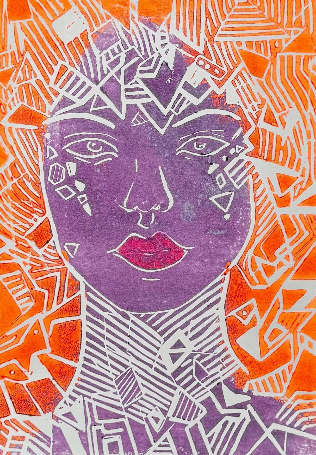 SARAH V Linolschnitt - Sybille Stein 1