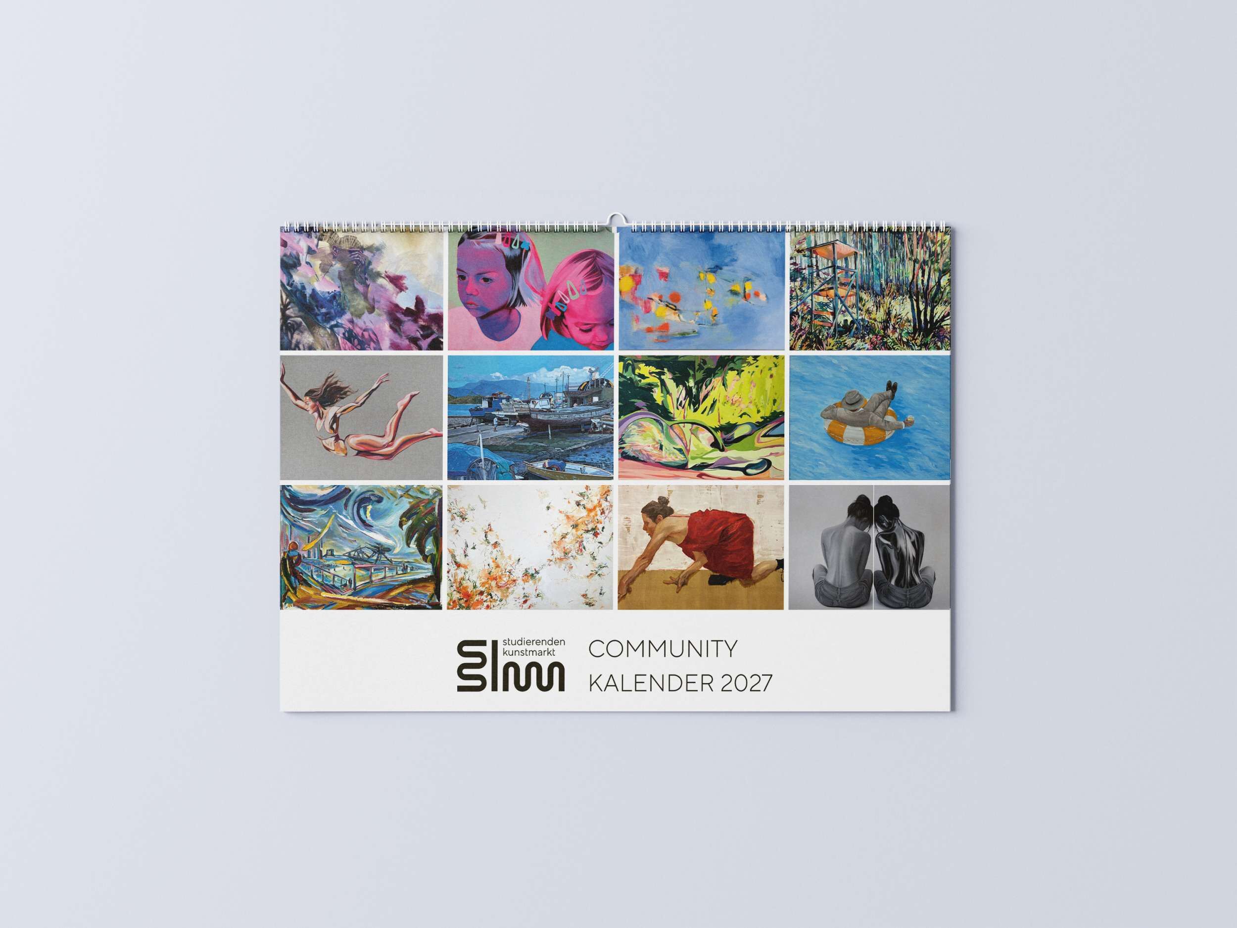 Kunstkalender 2026 A3 / A4 Querformat - Studierenden Kunstmarkt 2