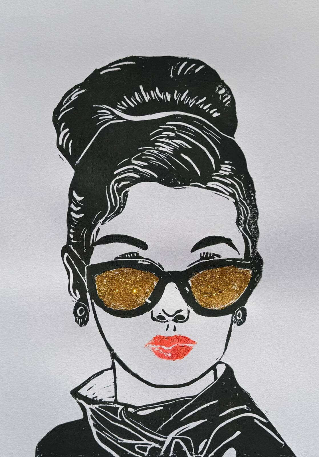 THE COOL GIRL 03 Linolschnitt - Sybille Stein 1