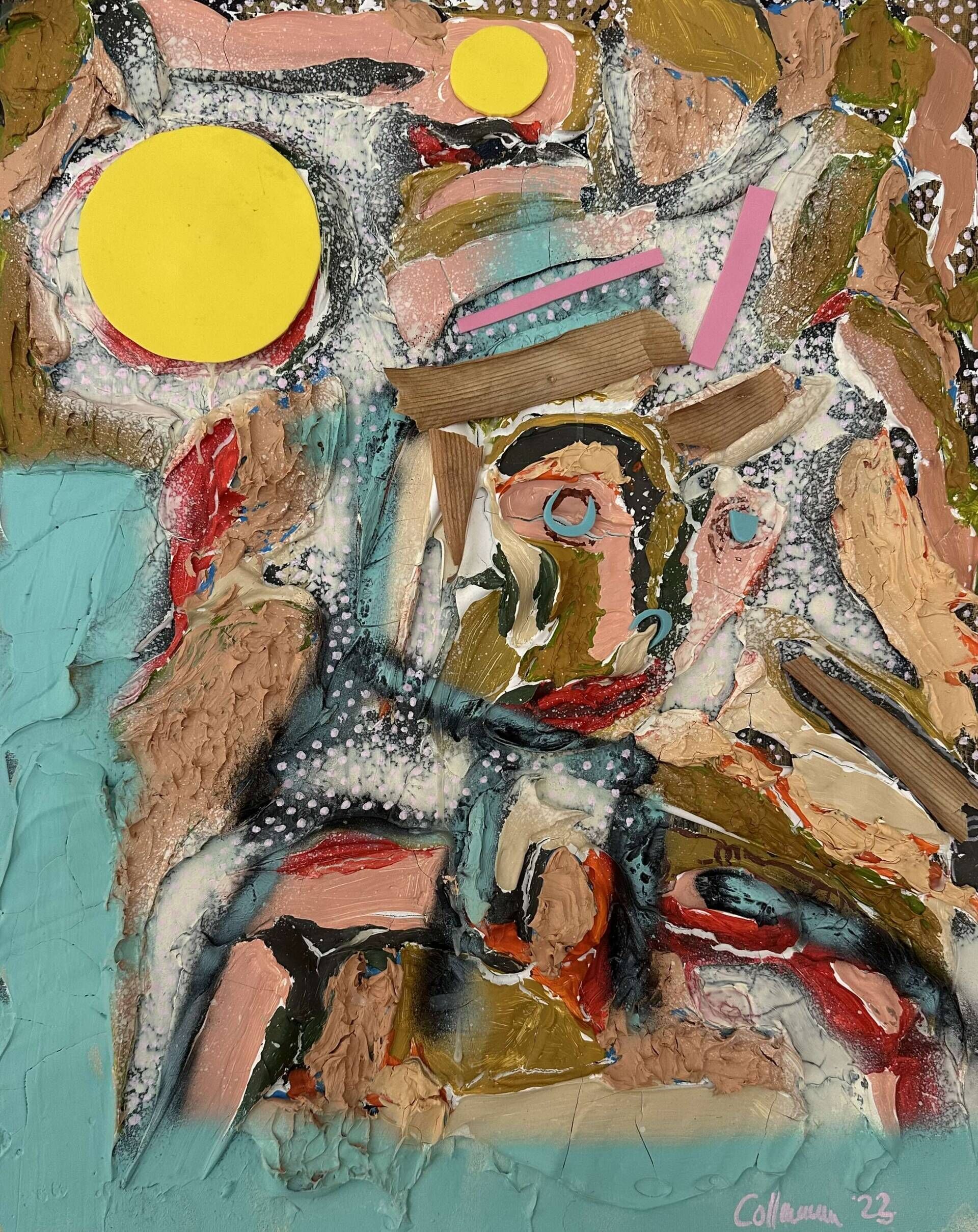 abstract face with yellow circles - Martin Collmann 1