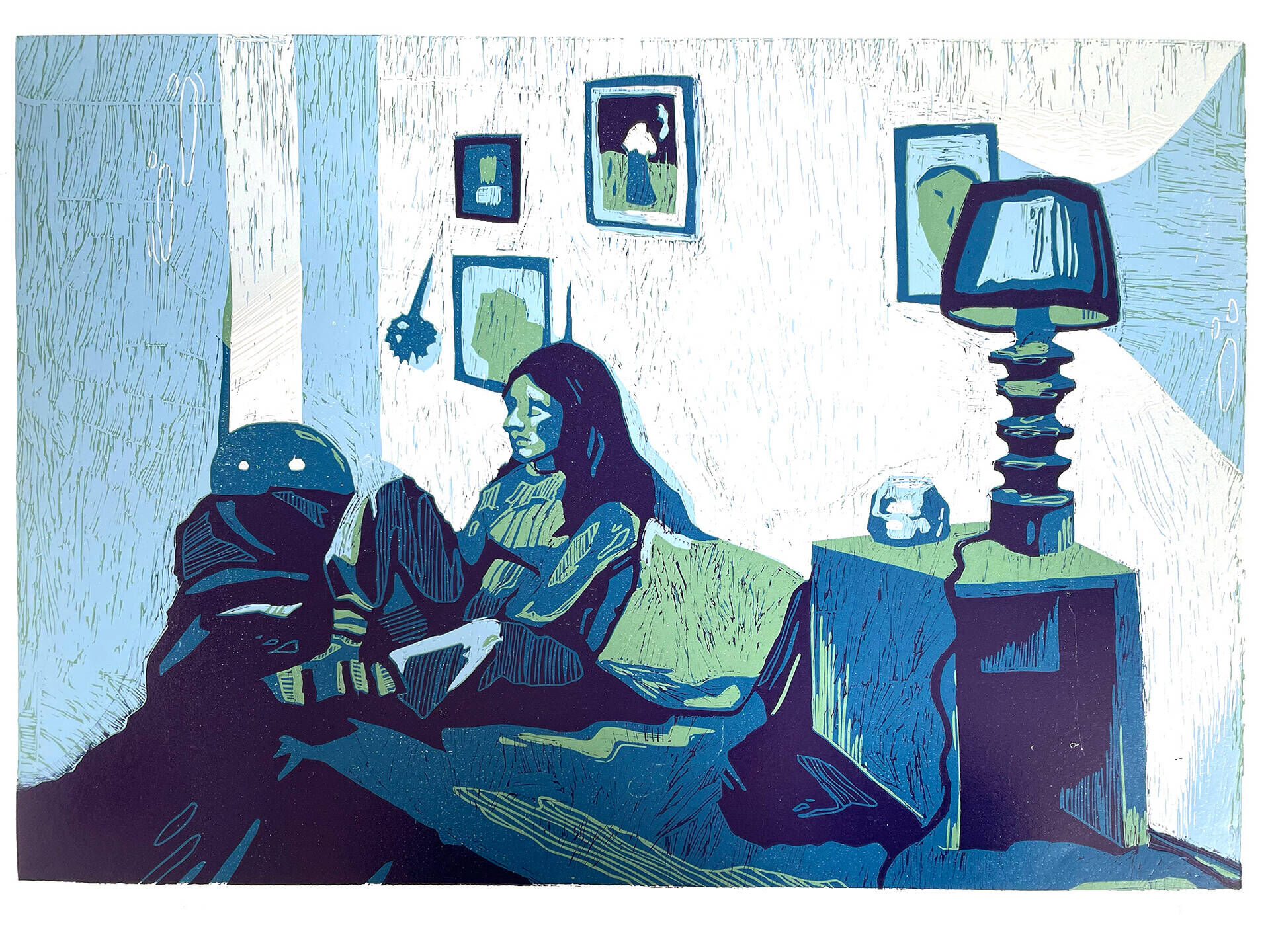 Blaues Zimmer, Linoldruck 2023 - Sophie Claus 1