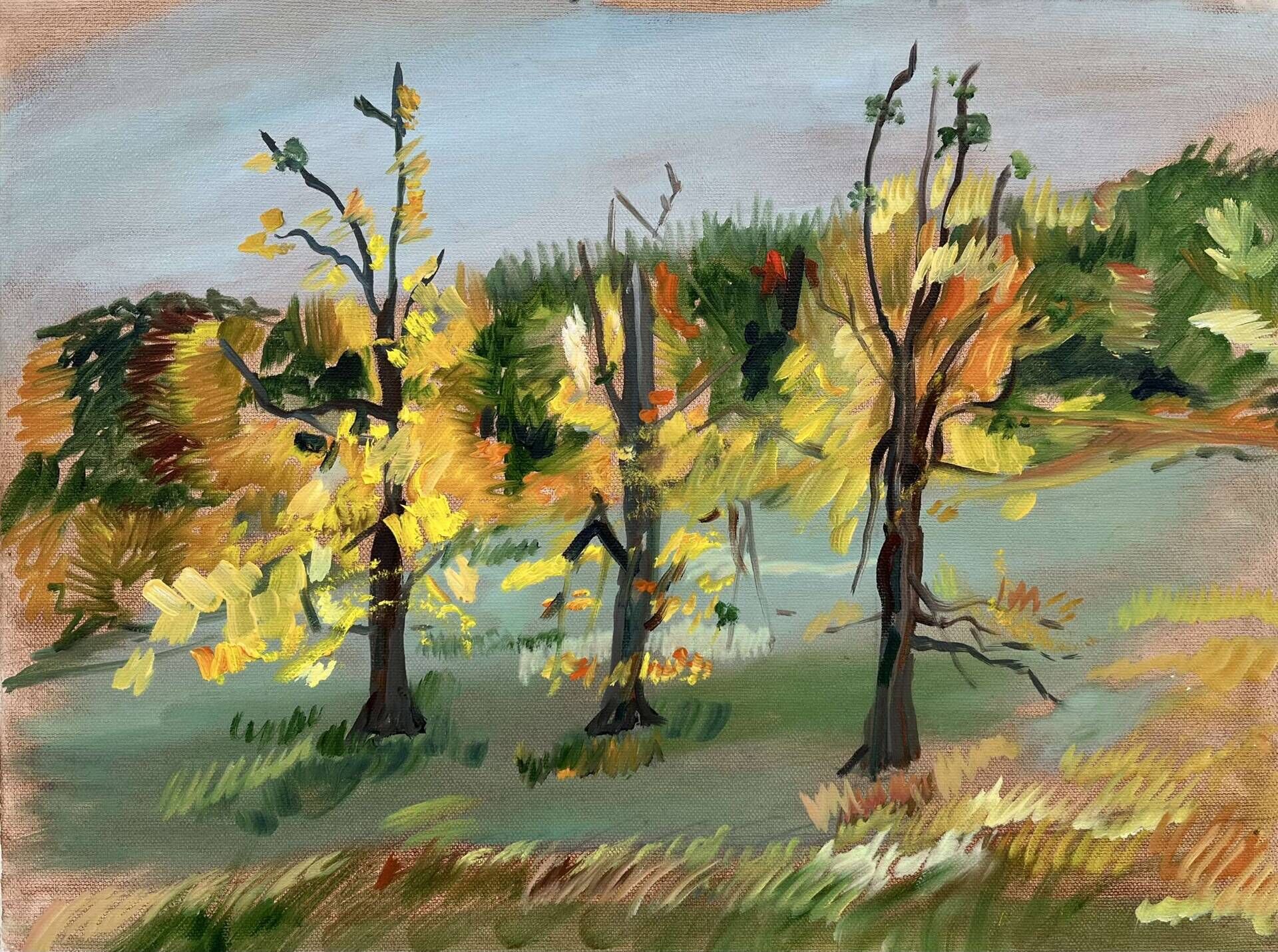 Dreier Bäume im Pötzleinsdorfer Schlosspark Plein Air - Judit Flamich 3