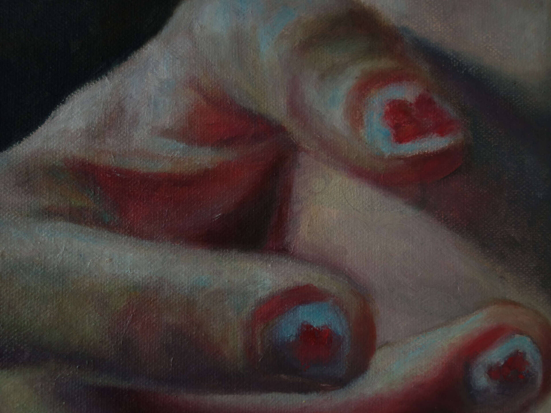 Hand am Knie mit Schmetterlingen - Johanna Bajog 2