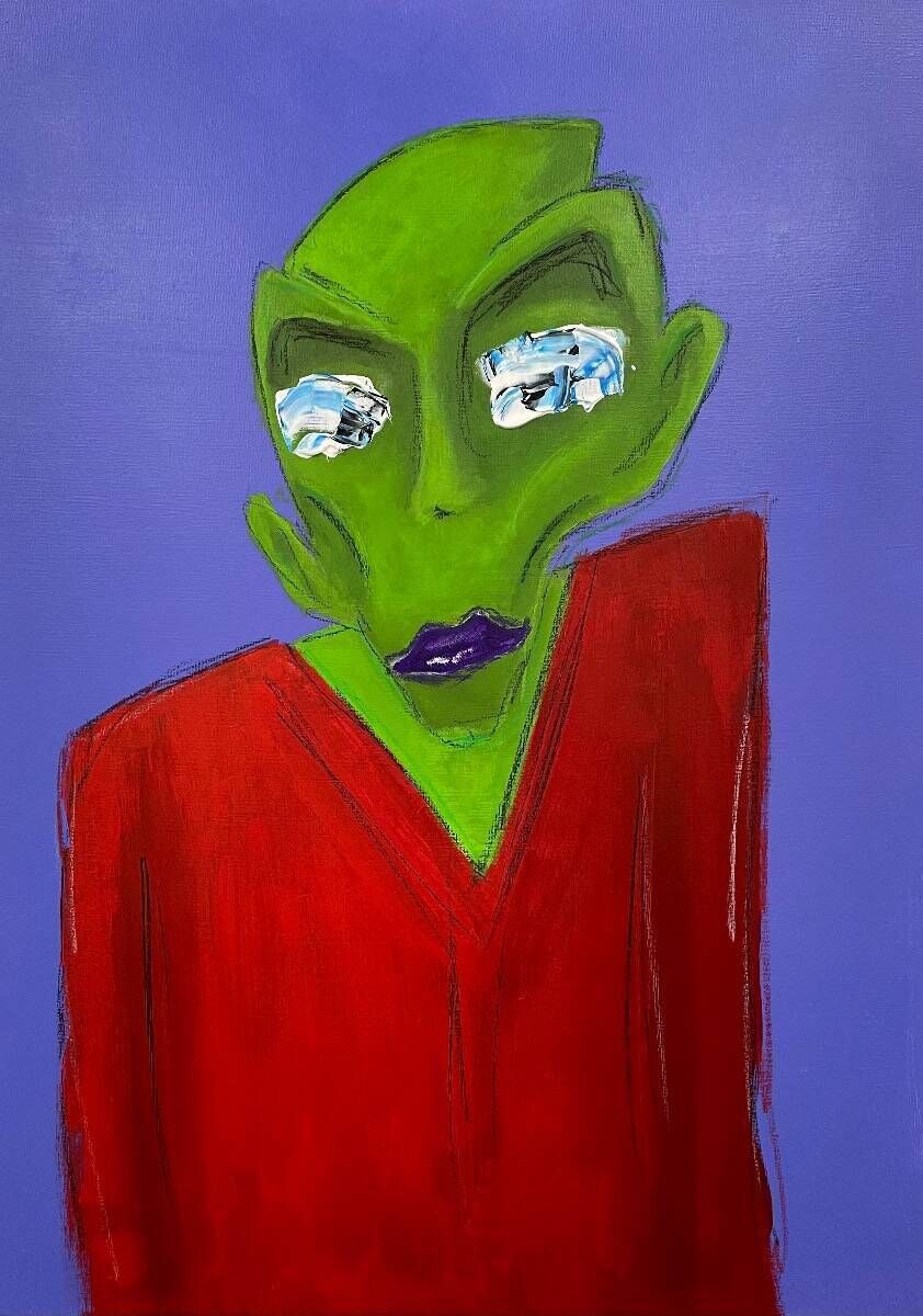 mantis in a red suit