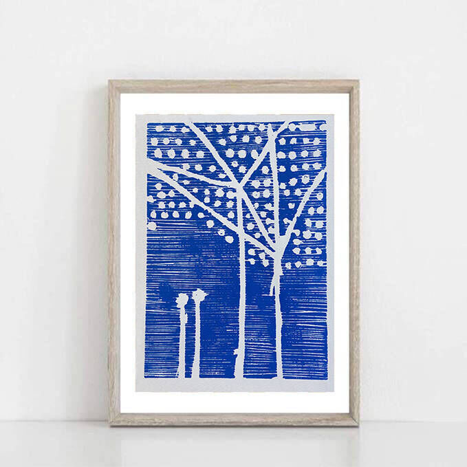 Winterbaum blau (auf weißpapier)