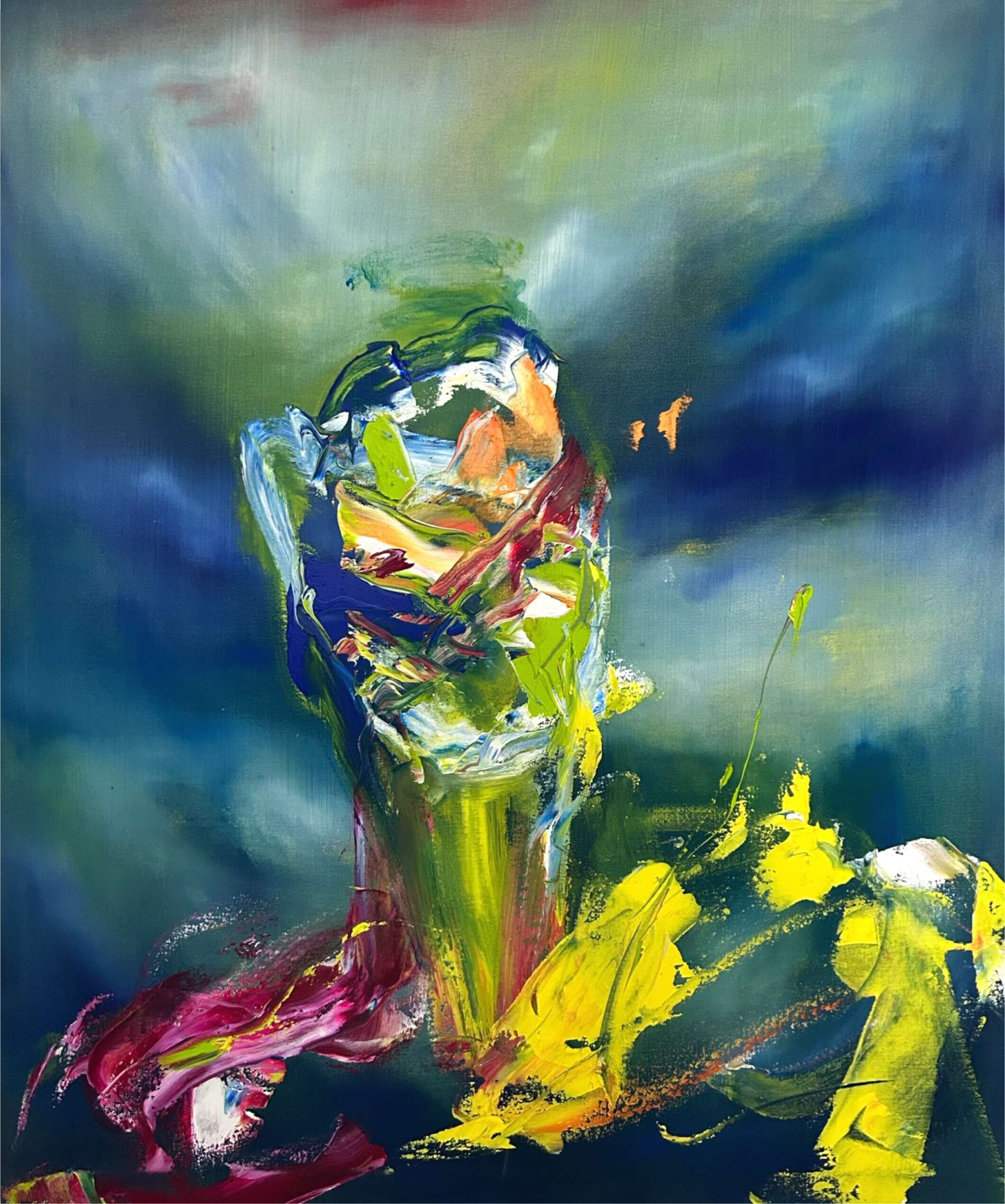 Distored Portrait behind the Sky Blue Green - Leonel Perez 1