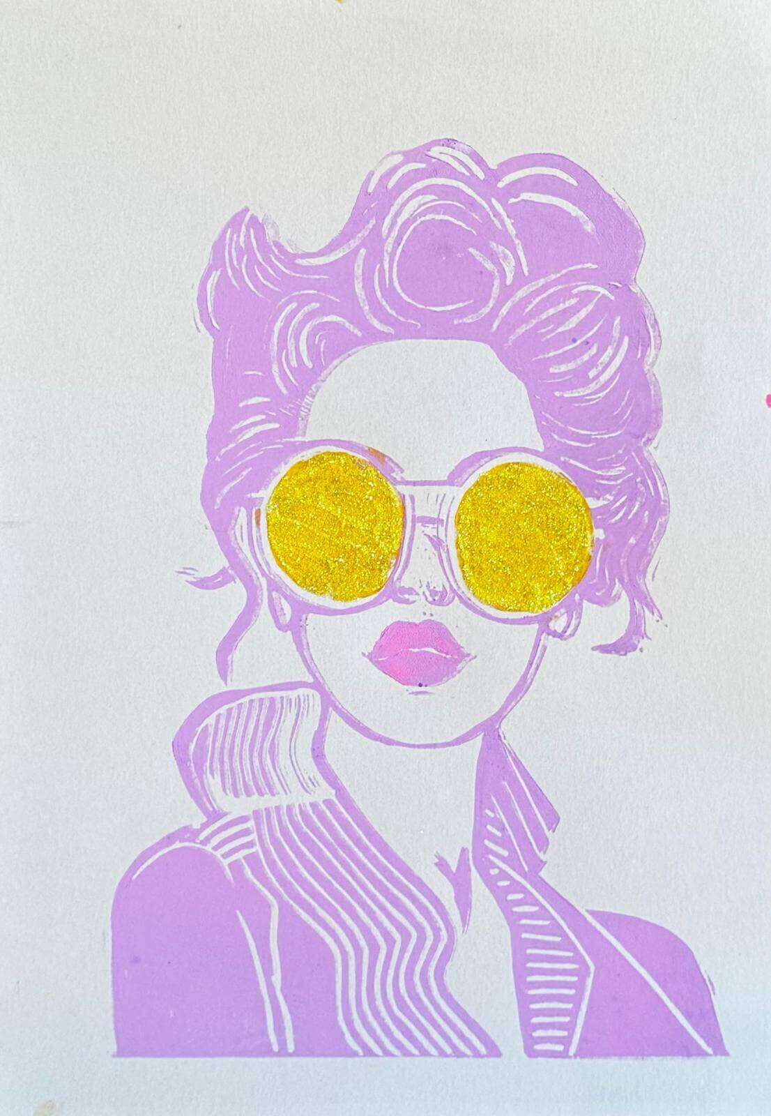 SOMMERGIRL VII Linolschnitt - Sybille Stein 2