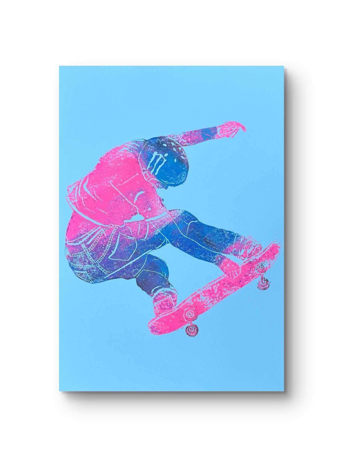SKATERGIRL No. 01-01 Linolschnitt - Sybille Stein 2