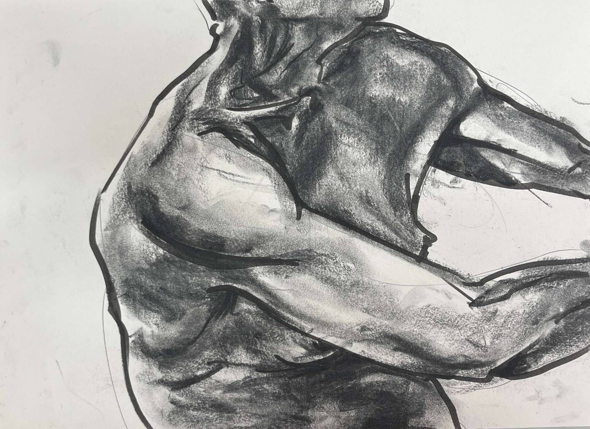 Männerakt mit erhobenem Arm - Leon Tho Barwig 1