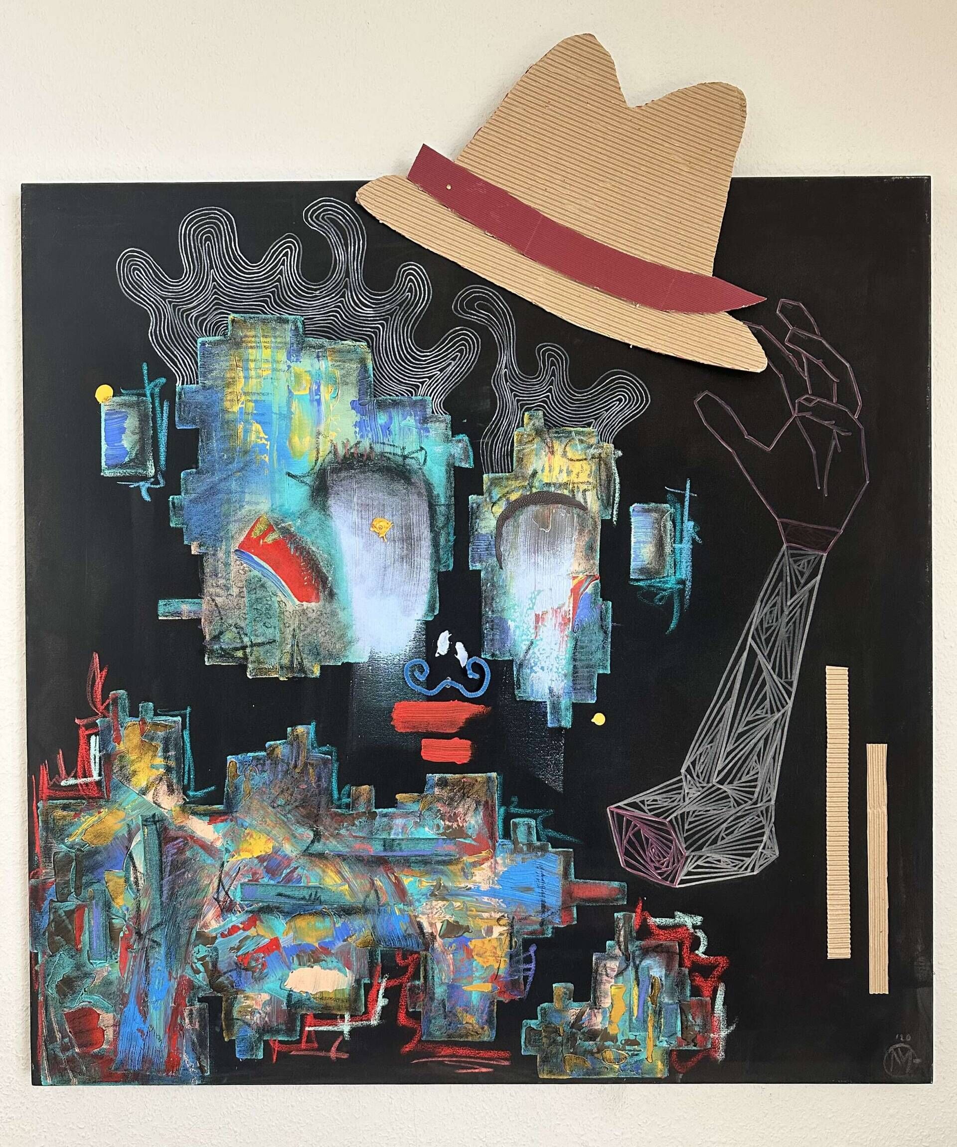 abstract portrait in front of black with a hat - Martin Collmann 1