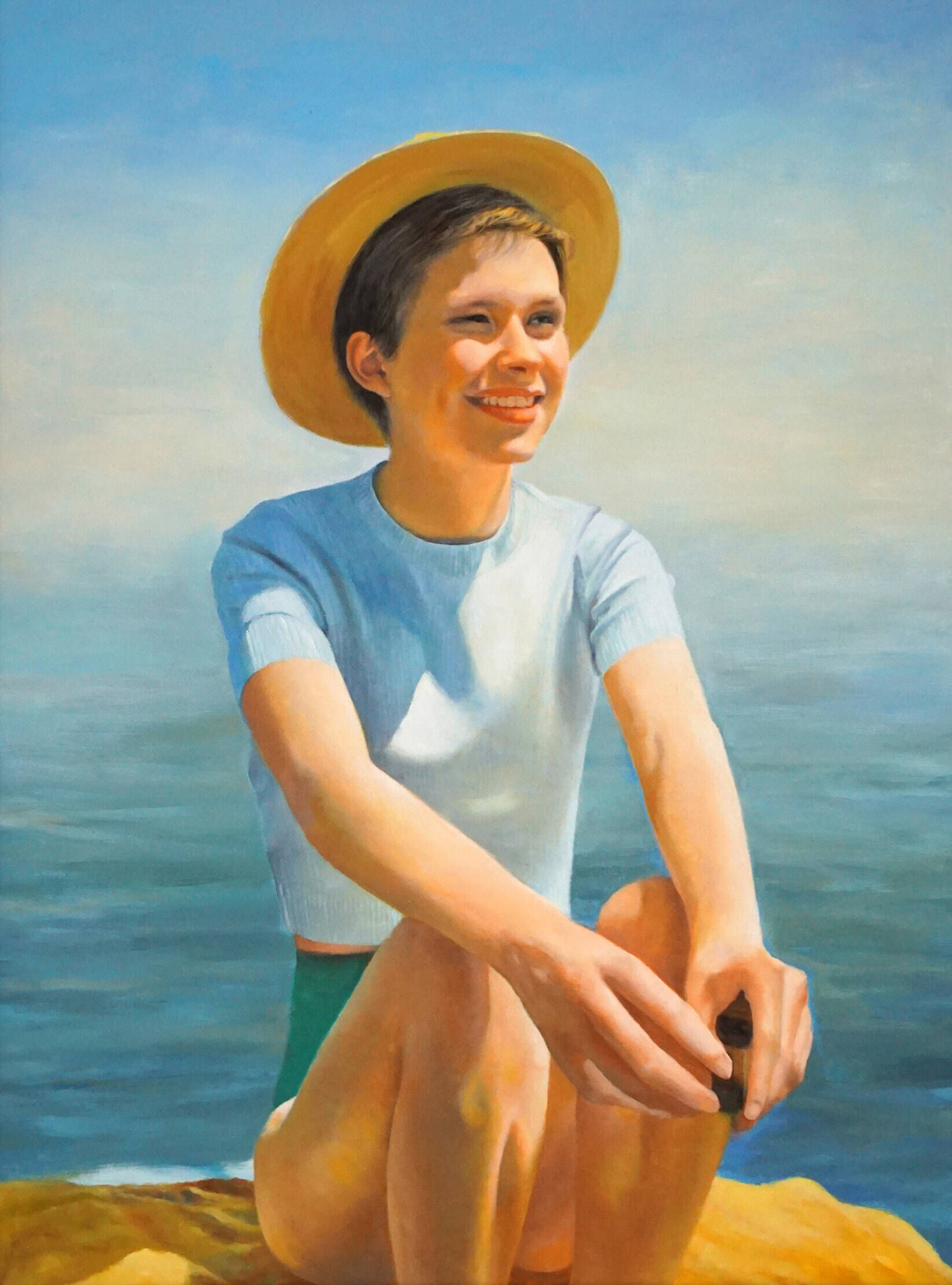 Frau mit Hut am Meer II - Christian Herzig 1