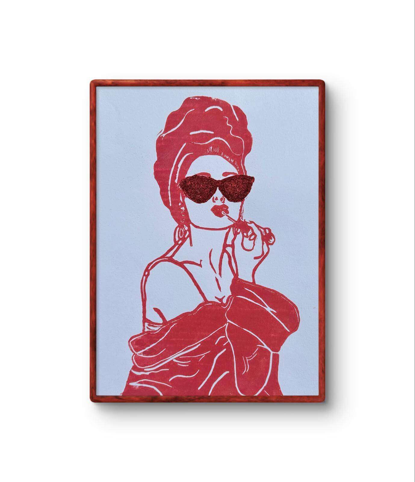 GLITZER GIRL 02 Linolschnitt - Sybille Stein 7
