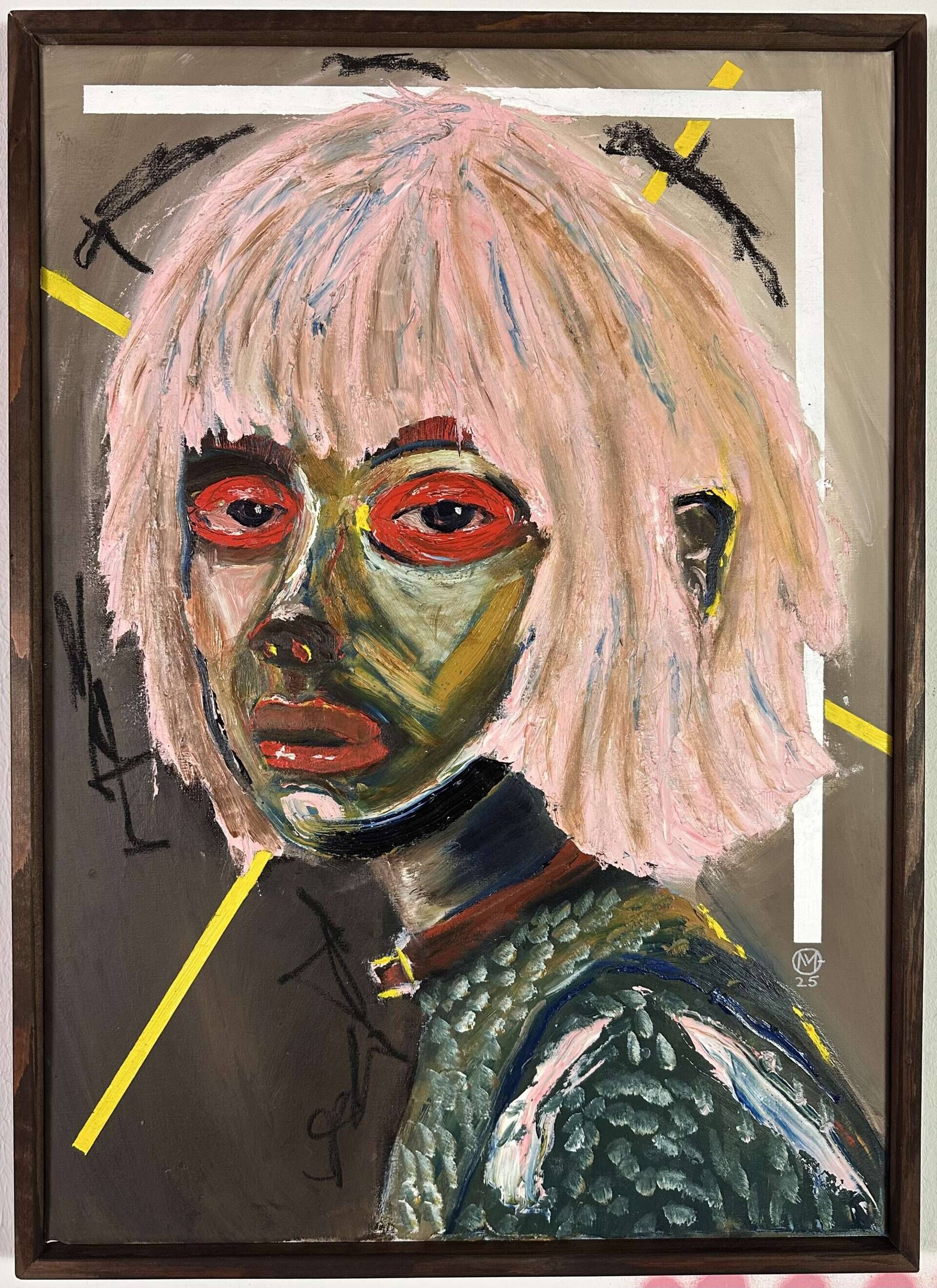 abstract portrait with white & yellow stripes - Martin Collmann 1