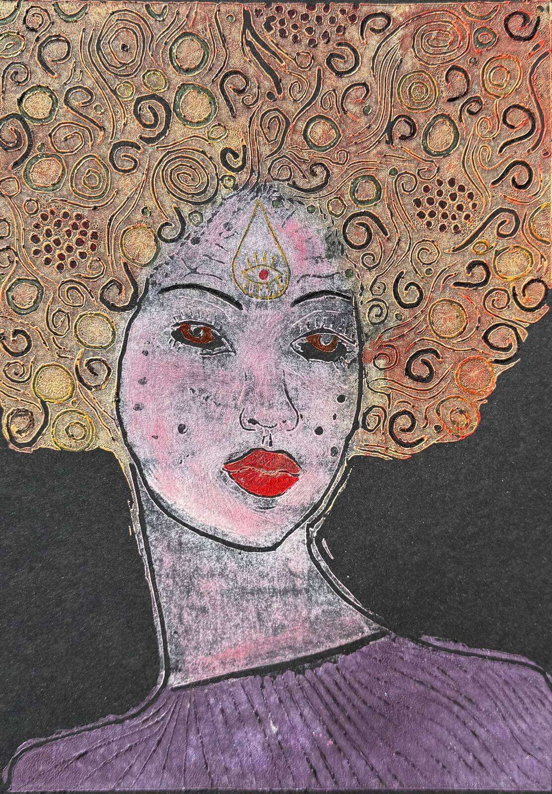 JOELLE SPRING 01 Linolschnitt - Sybille Stein 1