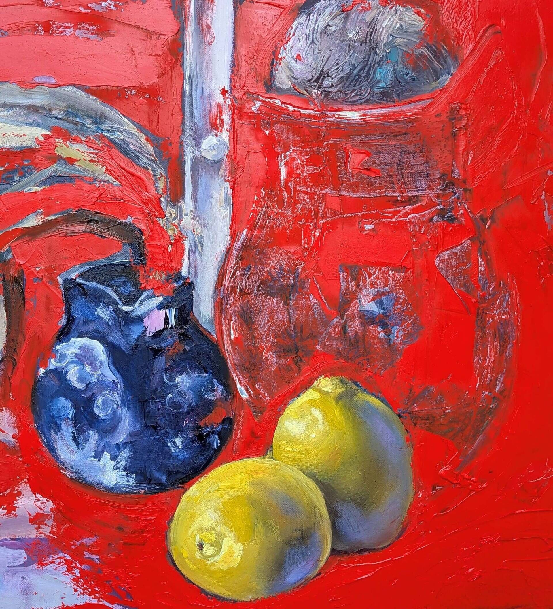 Stillleben mit Zitronen und blauer Fayencevase - Yevheniia Fedosova 2