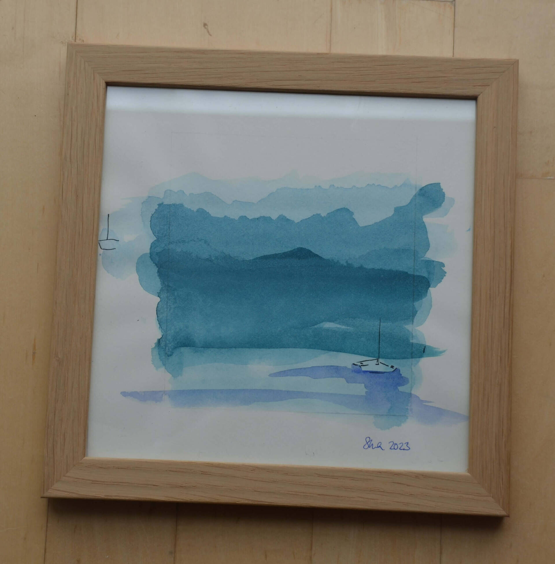 Blue Mountains and Boat #45 - Sara Wimmers 1