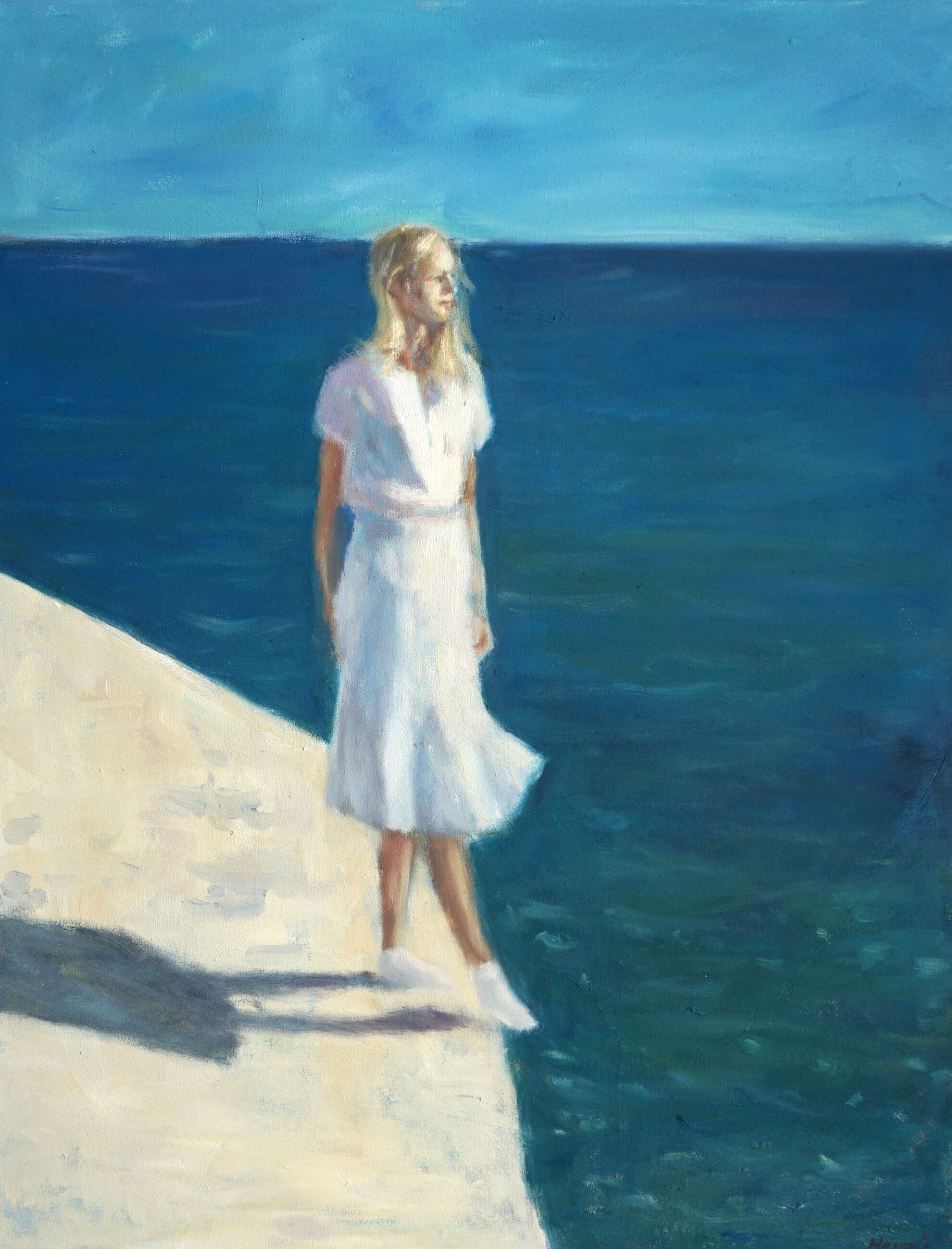 Frau am Meer in weißem Kleid - Christian Herzig 1
