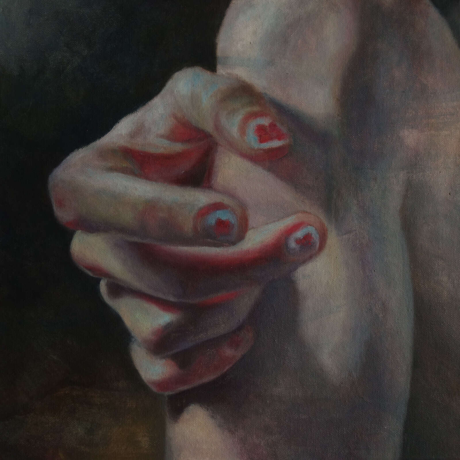 Hand am Knie mit Schmetterlingen - Johanna Bajog 2