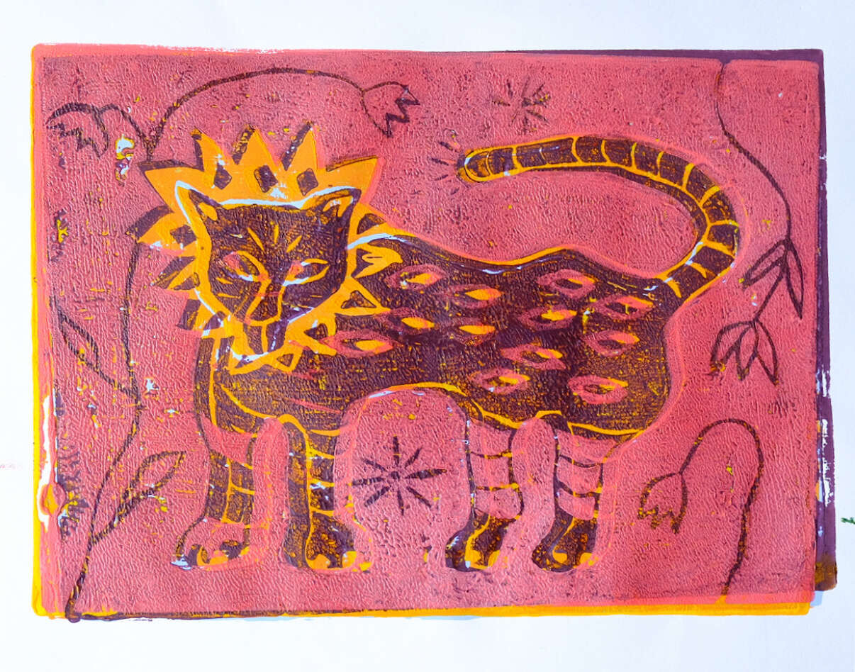 Löwe in Blumenwiese - Anna Leisner 1