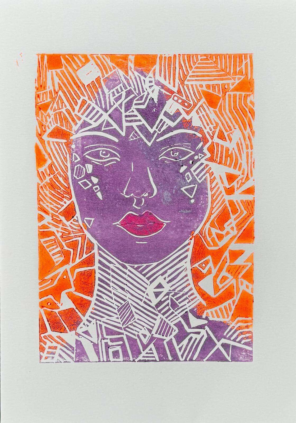 SARAH V Linolschnitt - Sybille Stein 2