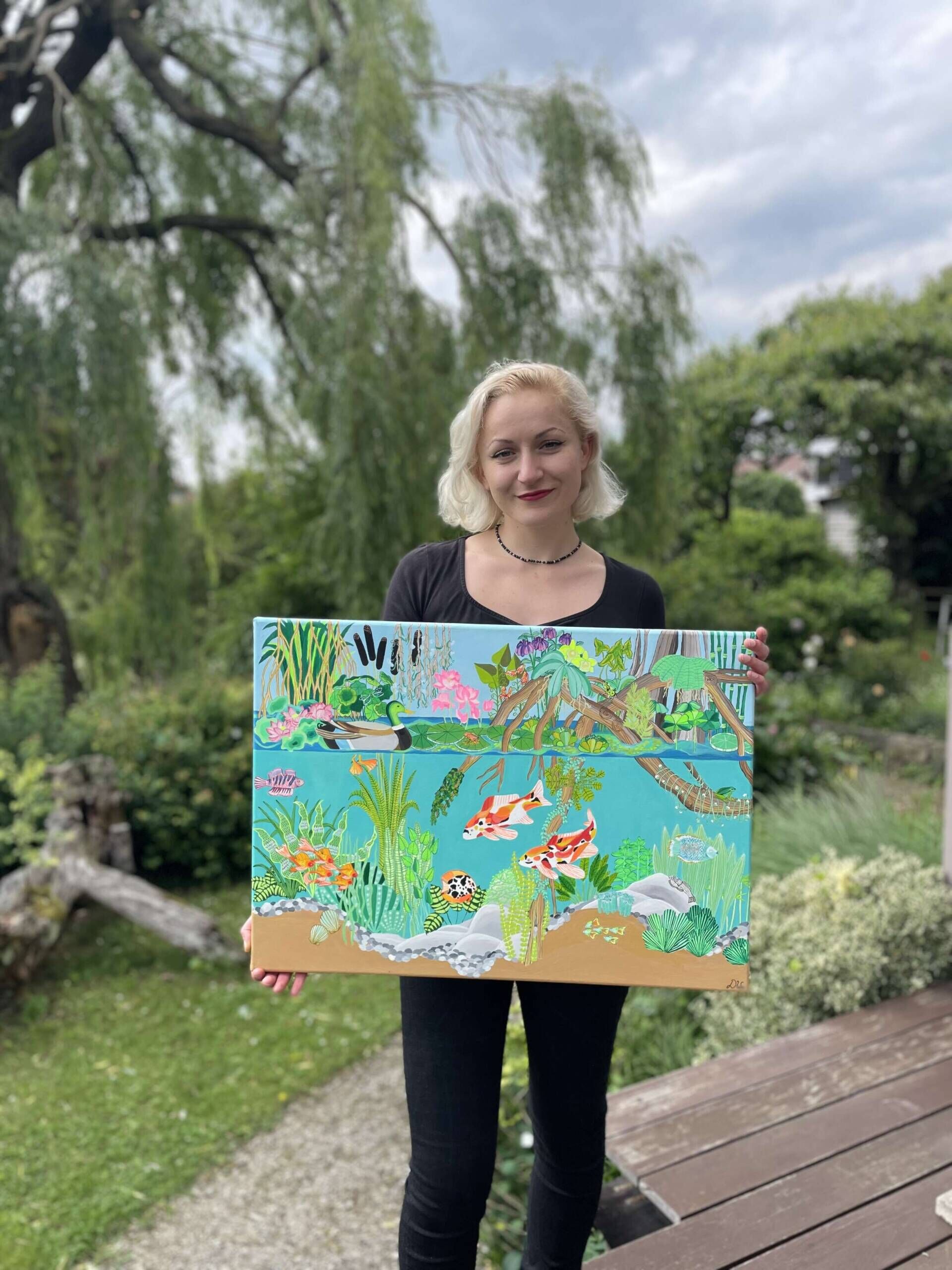 Ententeich mit Lotus - Delja Wilfert 2