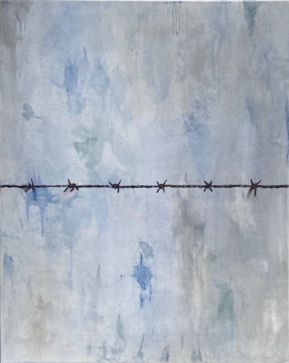 Grenzen., 2018 (Thema Flüchtlingspolitik und „imaginäre“ Grenzen auf dem Meer; Acryl auf Leinwand)