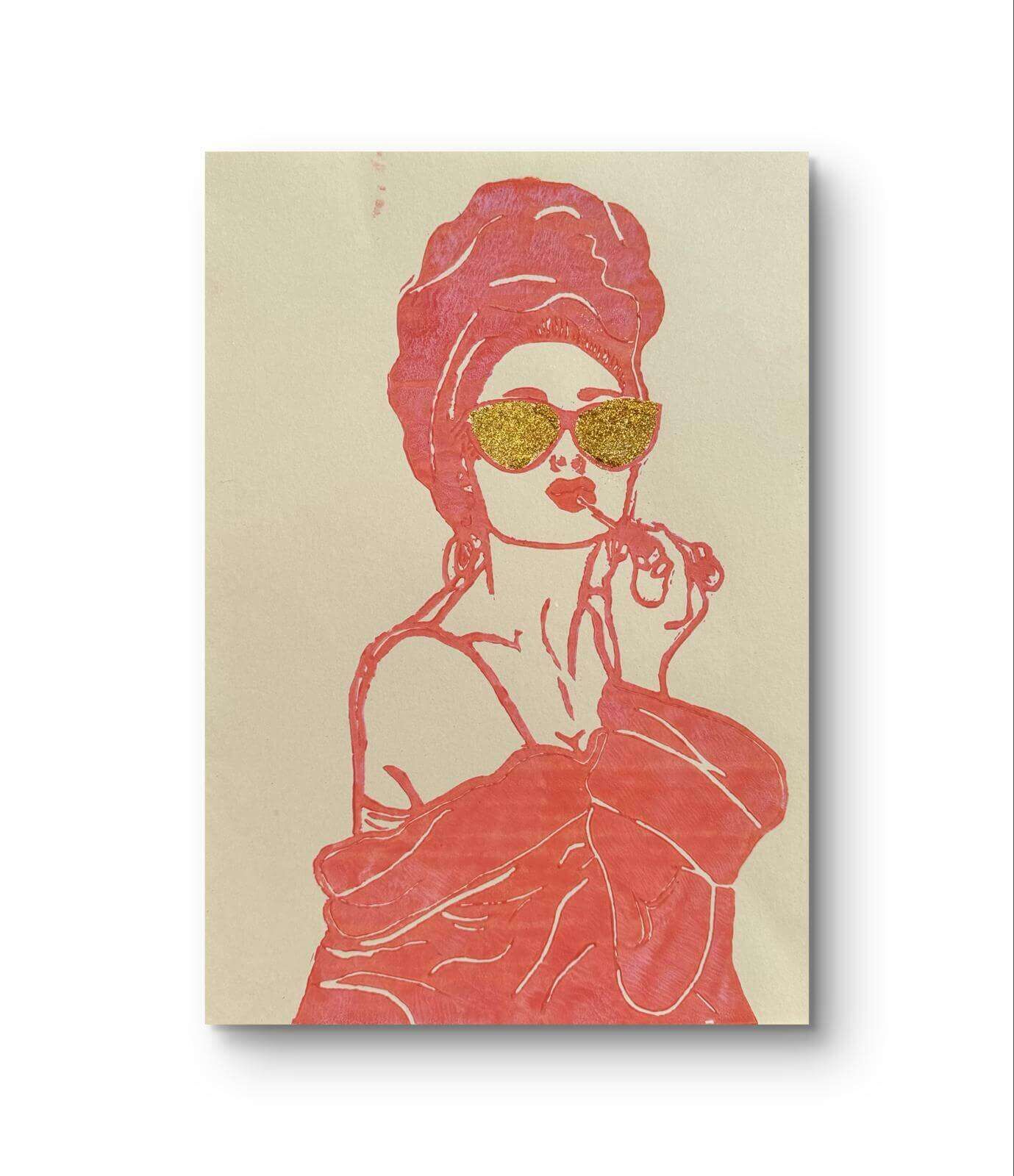 GLITZER GIRL 04 Linolschnitt - Sybille Stein 2