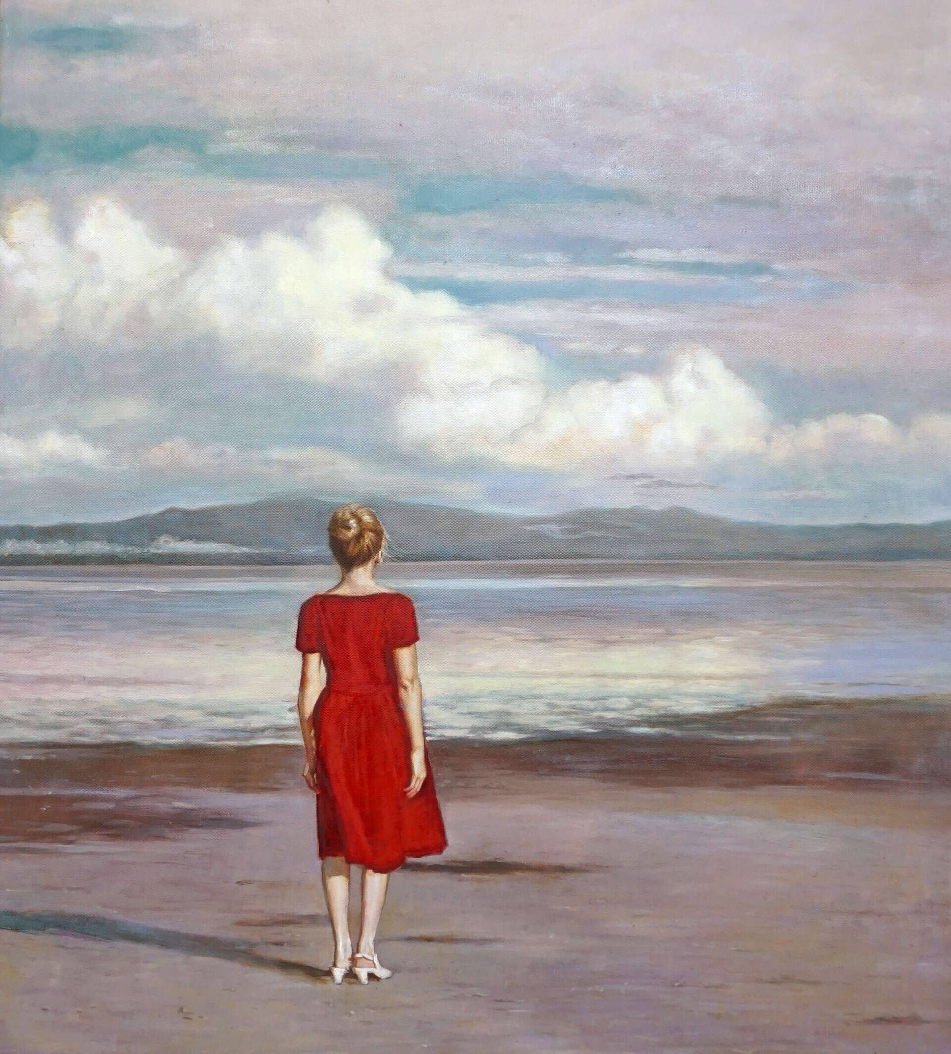 Frau in rotem Kleid am See - Christian Herzig 1