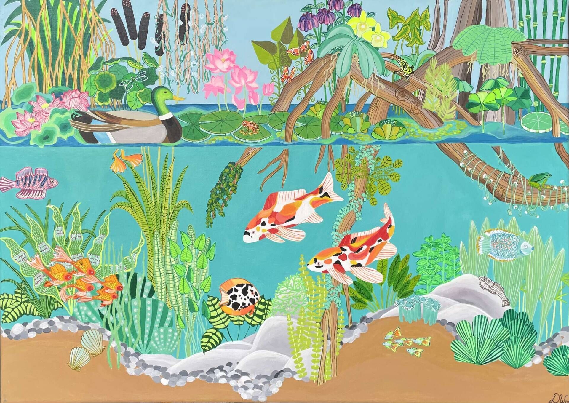 Ententeich mit Lotus - Delja Wilfert 1