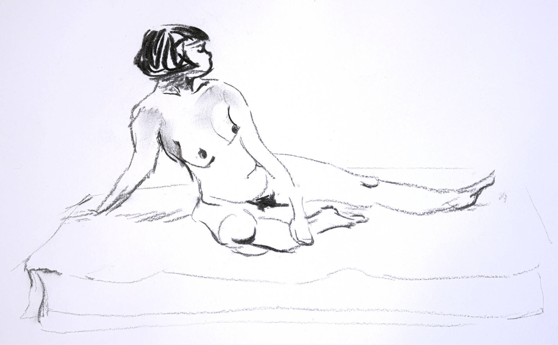 liegender Akt mit Bubikopf