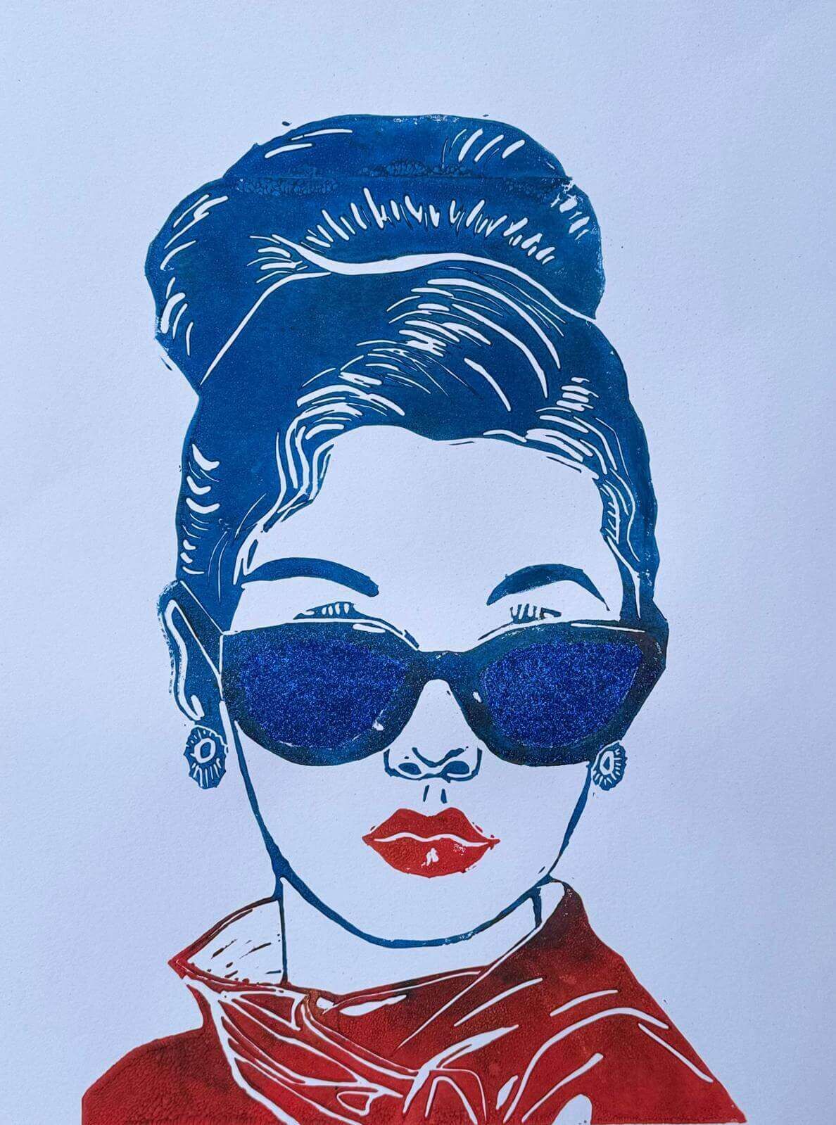  THE COOL GIRL 01 Linolschnitt - Sybille Stein 1