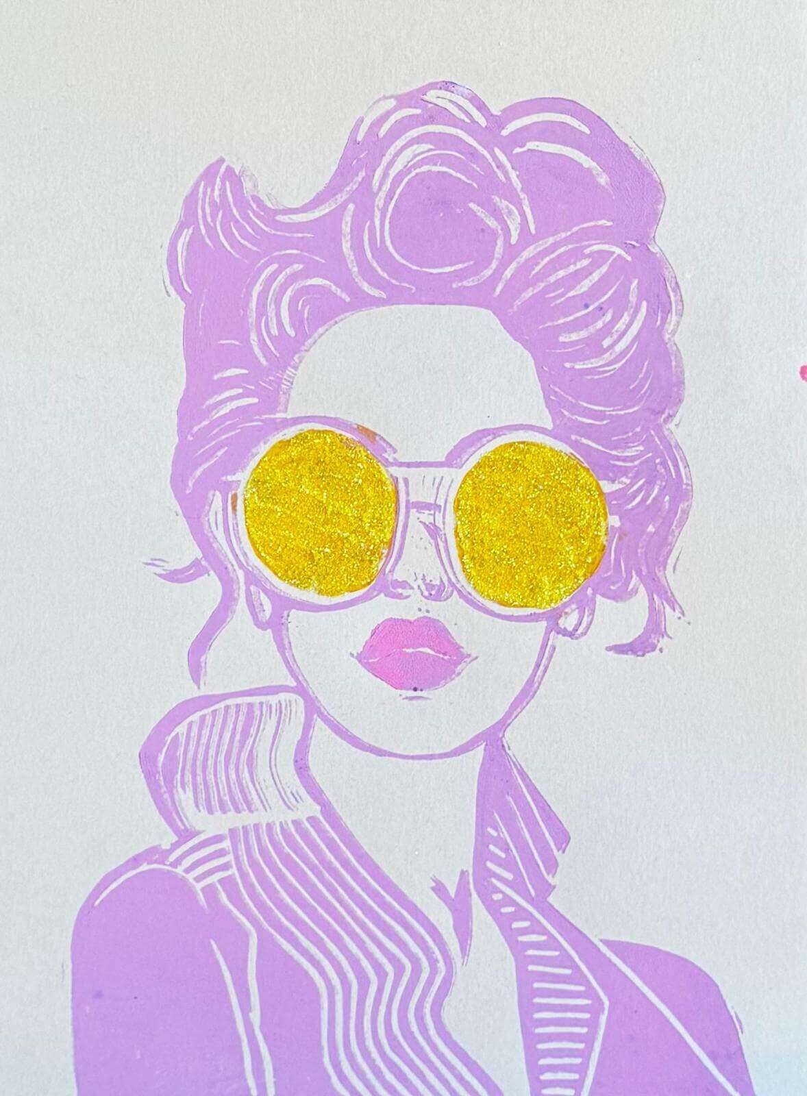 SOMMERGIRL VII Linolschnitt - Sybille Stein 1